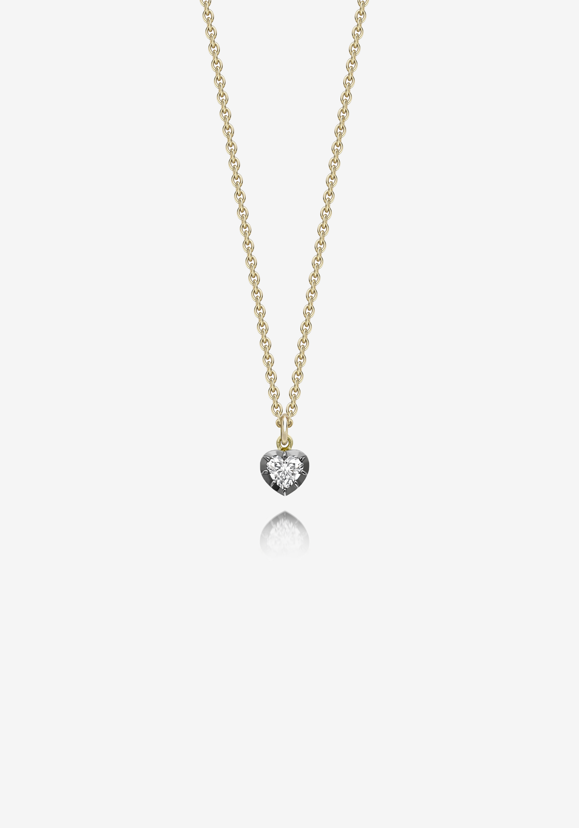 Signature Georgian Cut-Down Heart Shaped Diamond & Blackened Gold Pendant