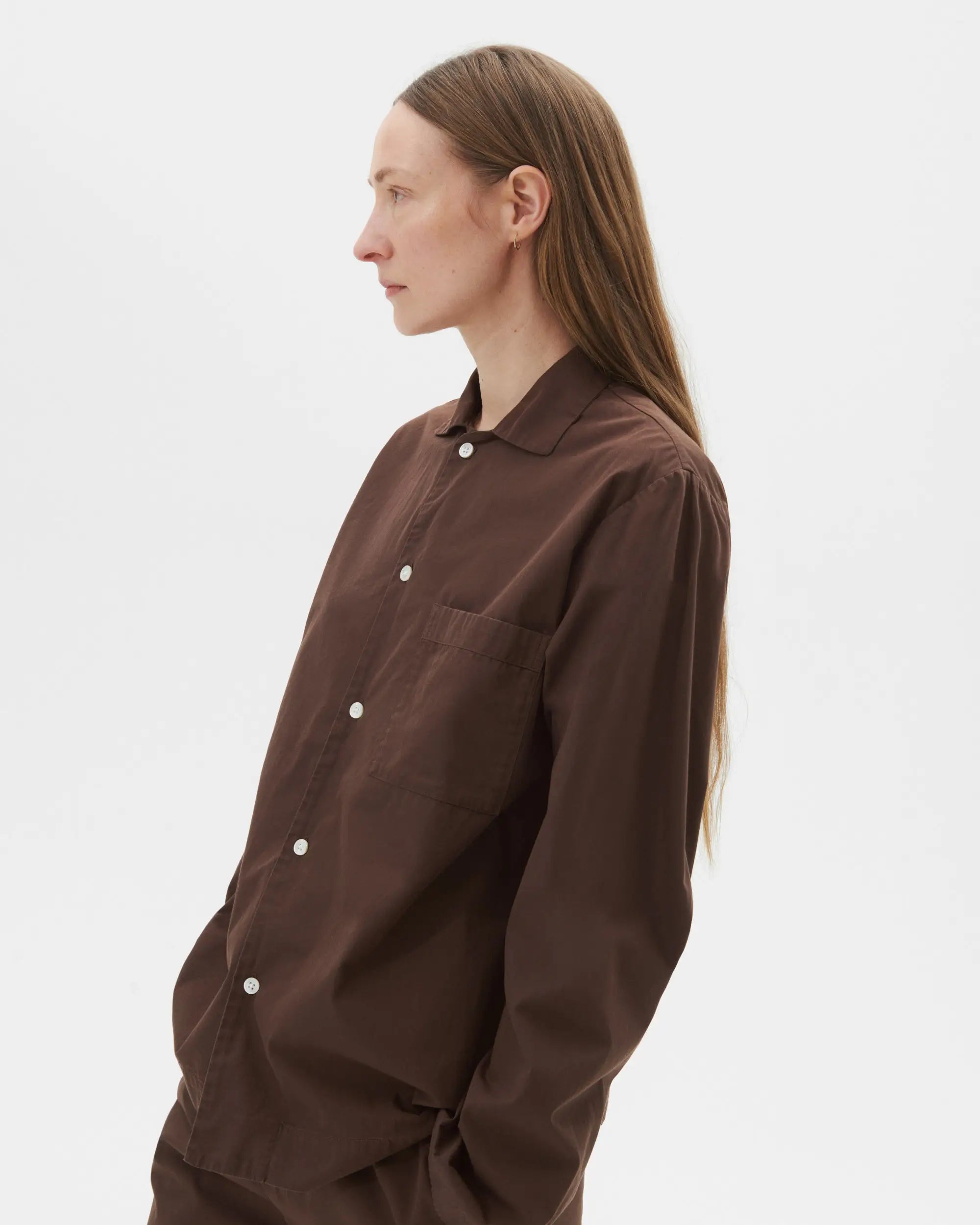 Poplin Sleep Shirt - Coffee