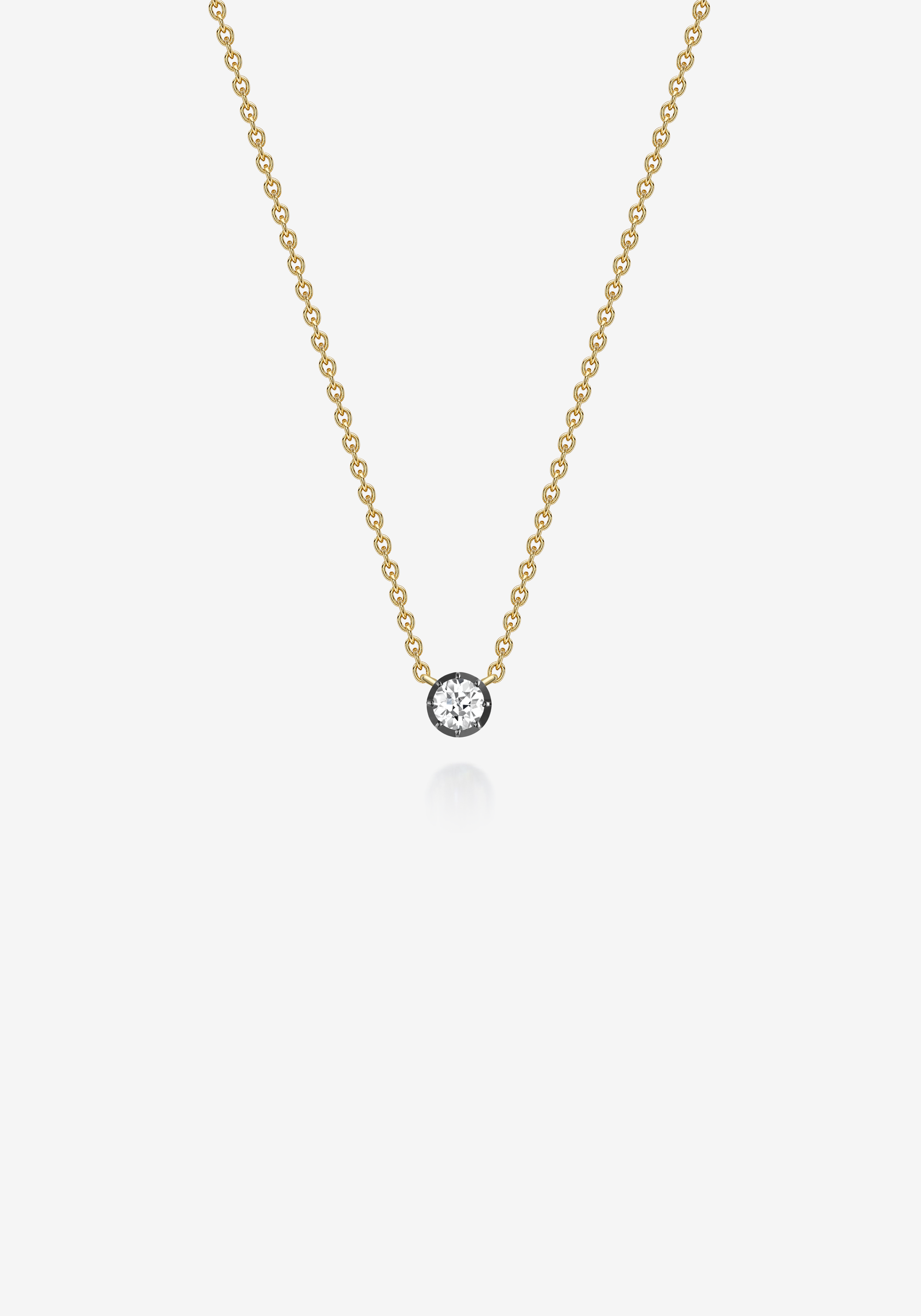 Signature Georgian Cut-Down Diamond and Blackened Gold Pendant