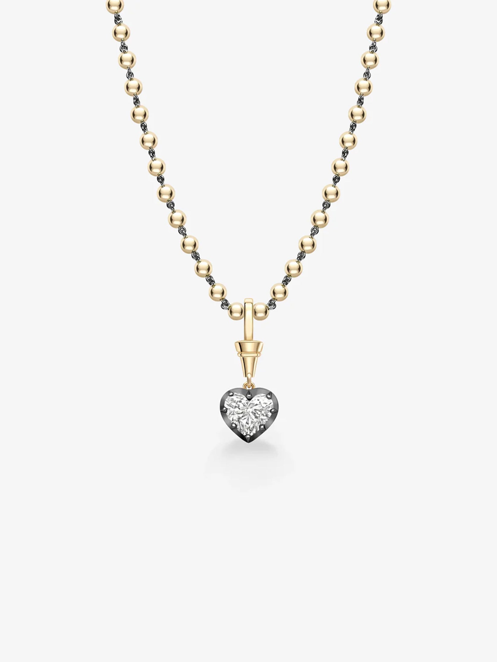 Ball n Chain Pendant - Diamond Heart 3.15cts YG and WG