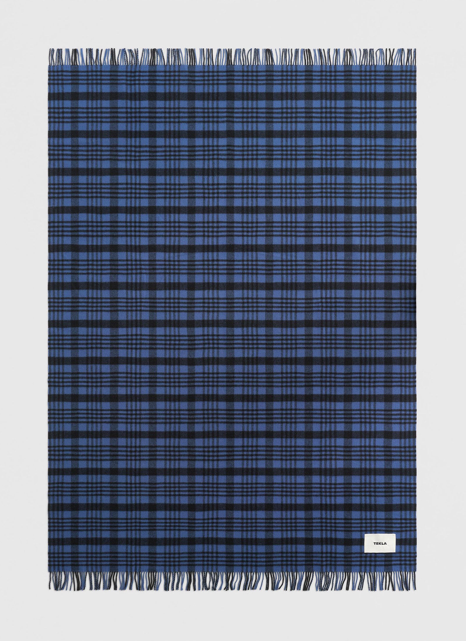 Lambswool Blanket - Blue Plaid