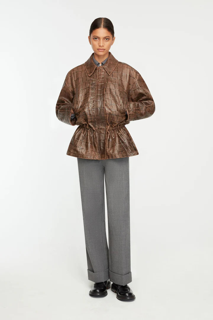 Norcut Leather Jacket in Embossed Croc