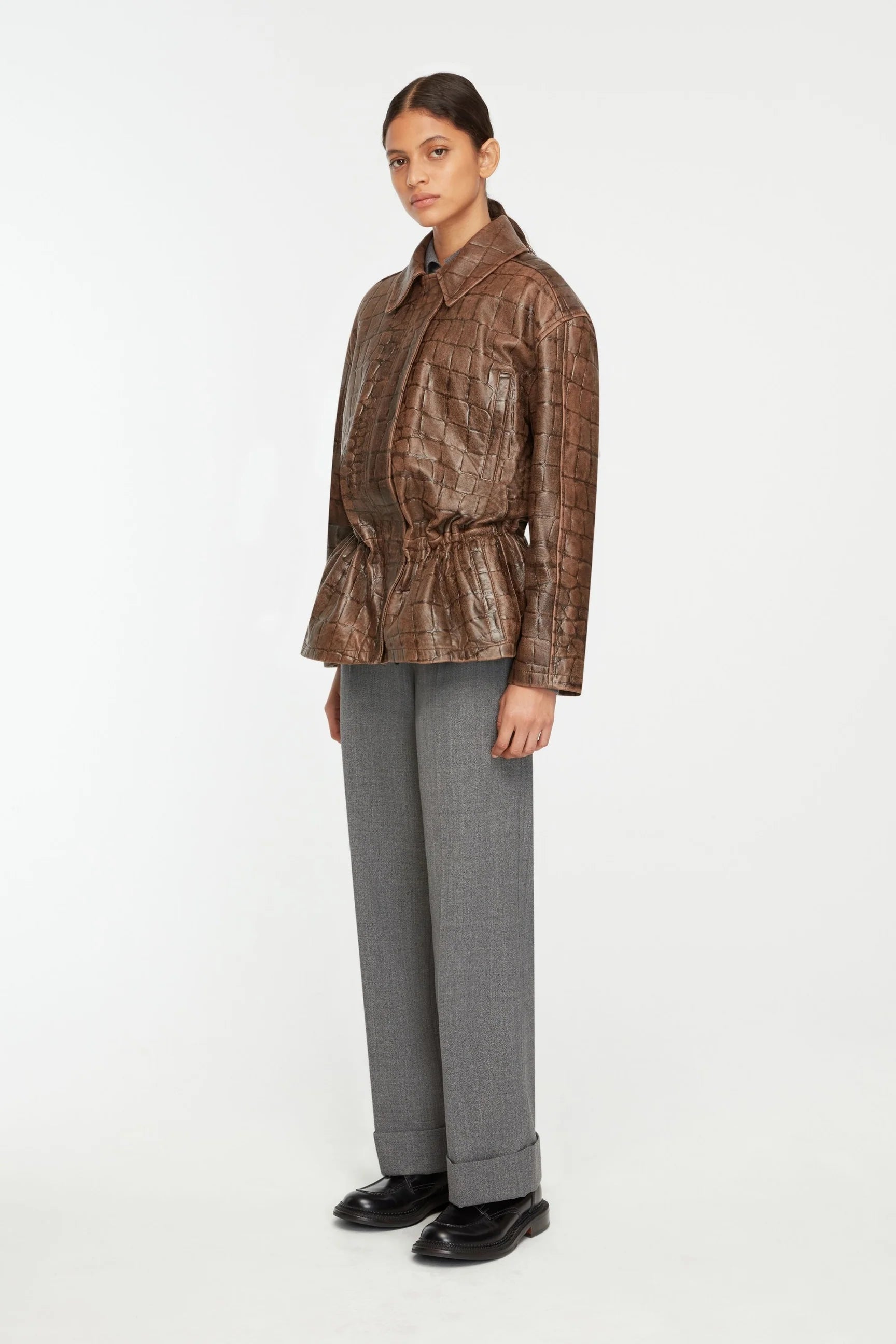 Norcut Leather Jacket in Embossed Croc