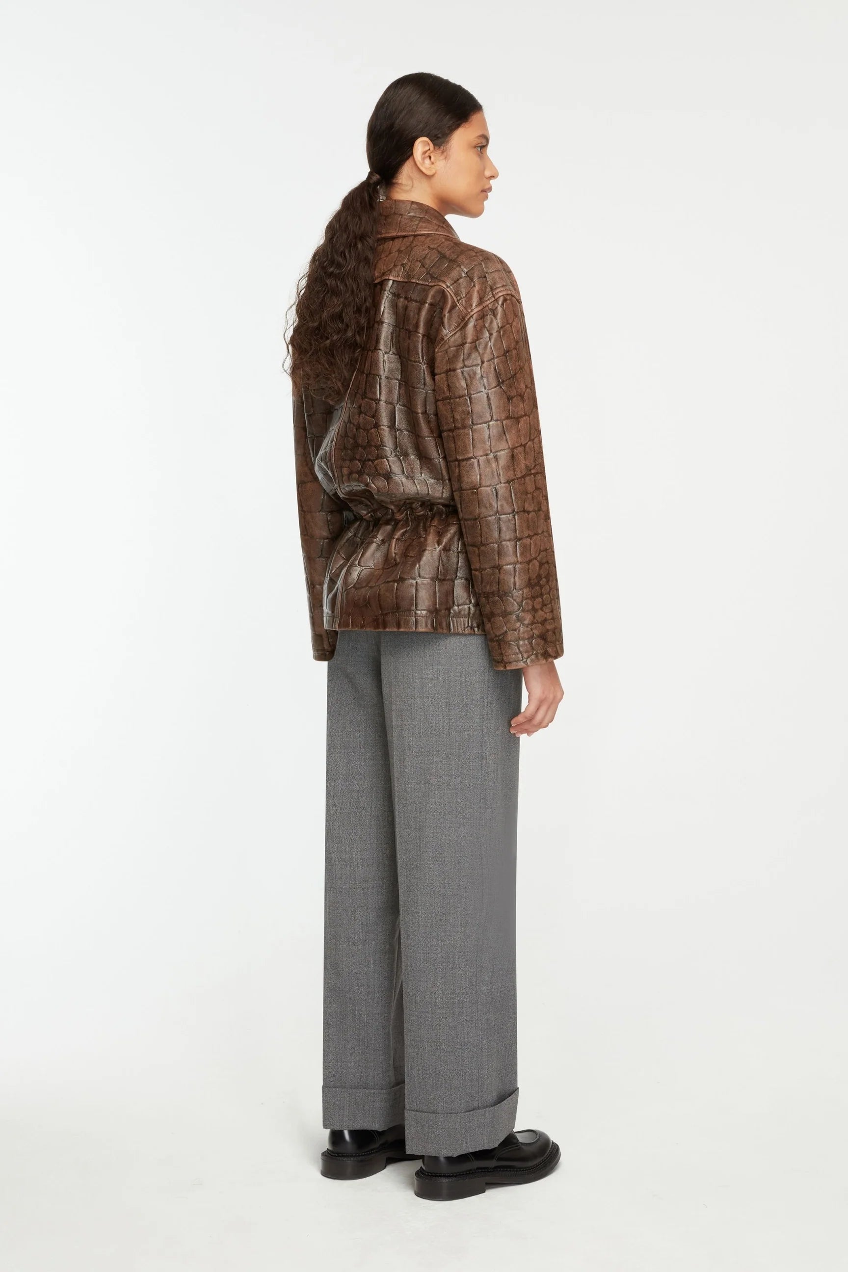 Norcut Leather Jacket in Embossed Croc