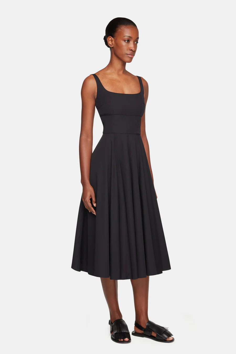 Nikush Dress - Black Cotton Poplin
