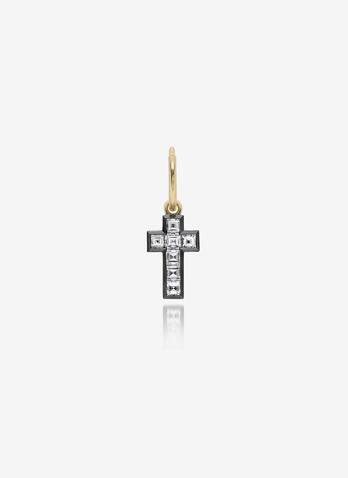 Lost Boys Carré-Cut Diamond Cross Single Gypset Hoop Earring