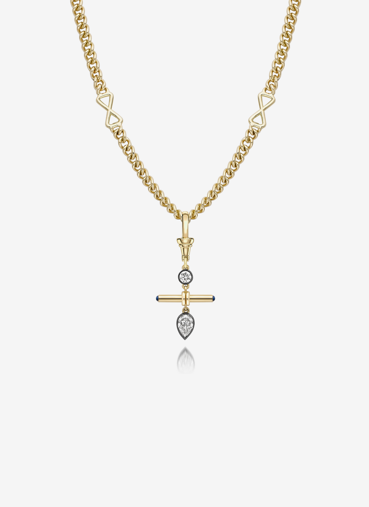 Lost Boys Multi-Shape Diamond Fob Bar Pendant