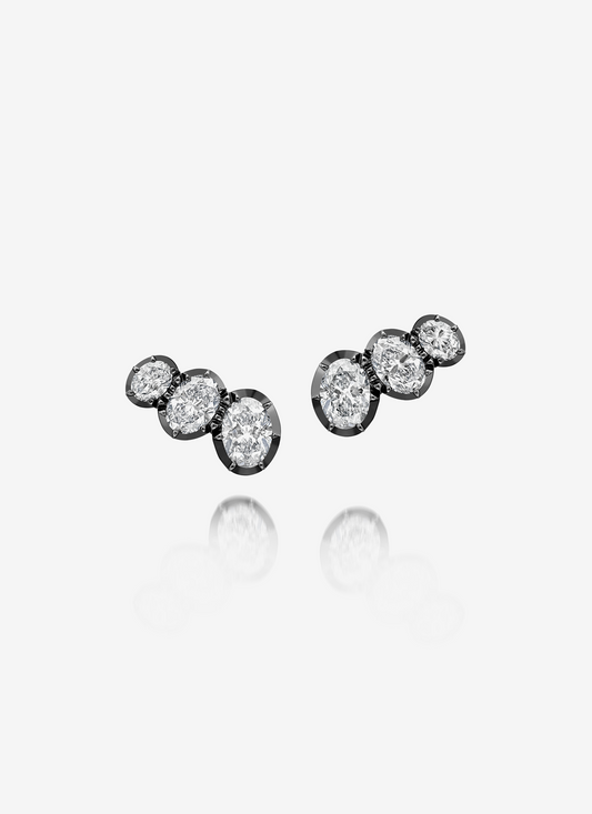 Oval Diamond Ear Climbers