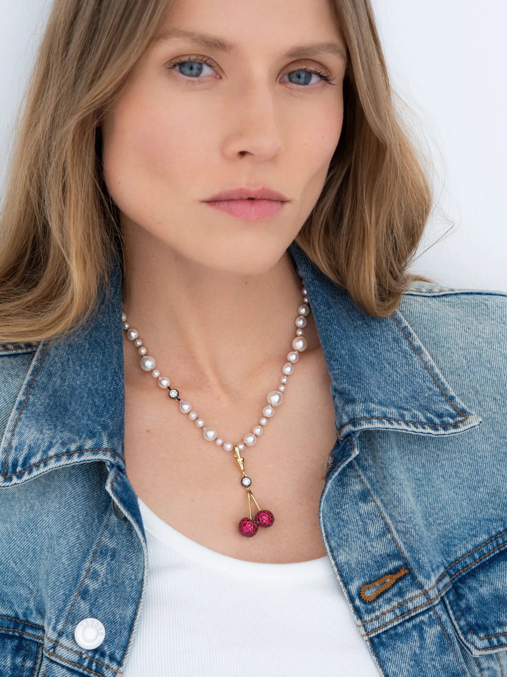 Pendant - Ruby Cherries & Diamond
