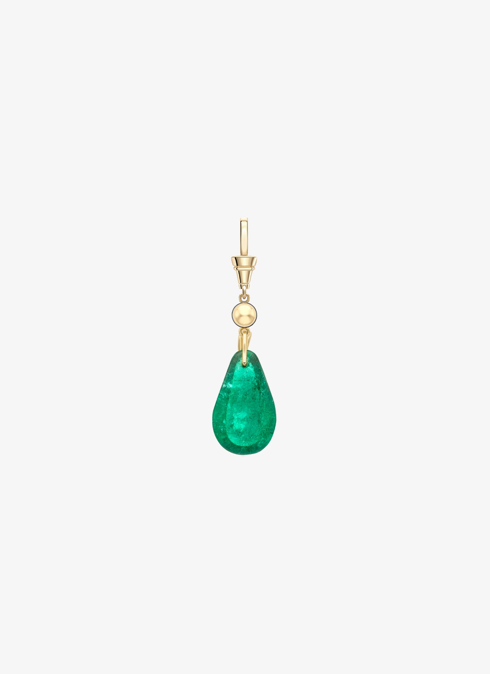 Pendant - Polished Emerald Pear & Diamond