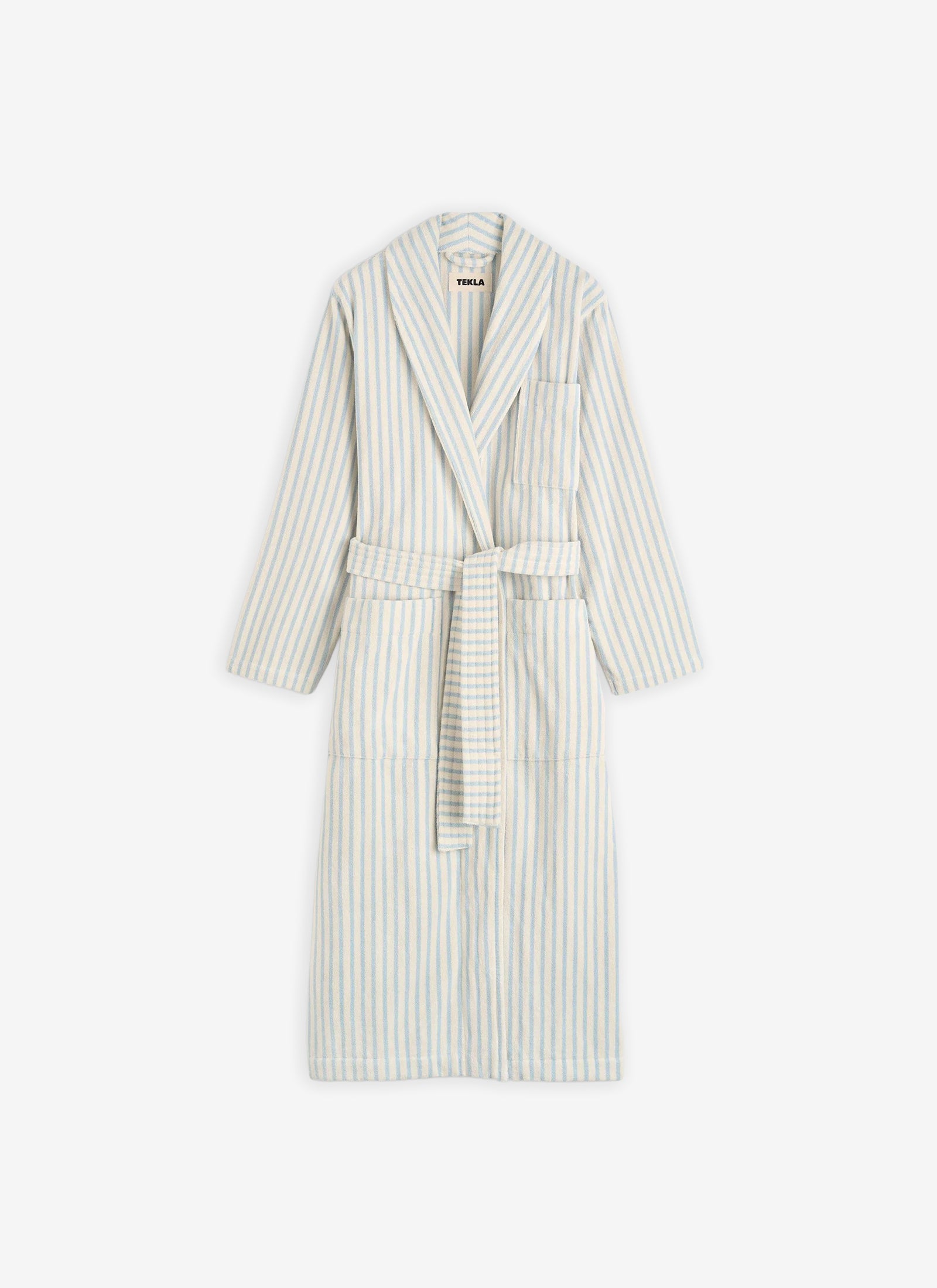 Classic Bathrobe - Soft Blue Stripe