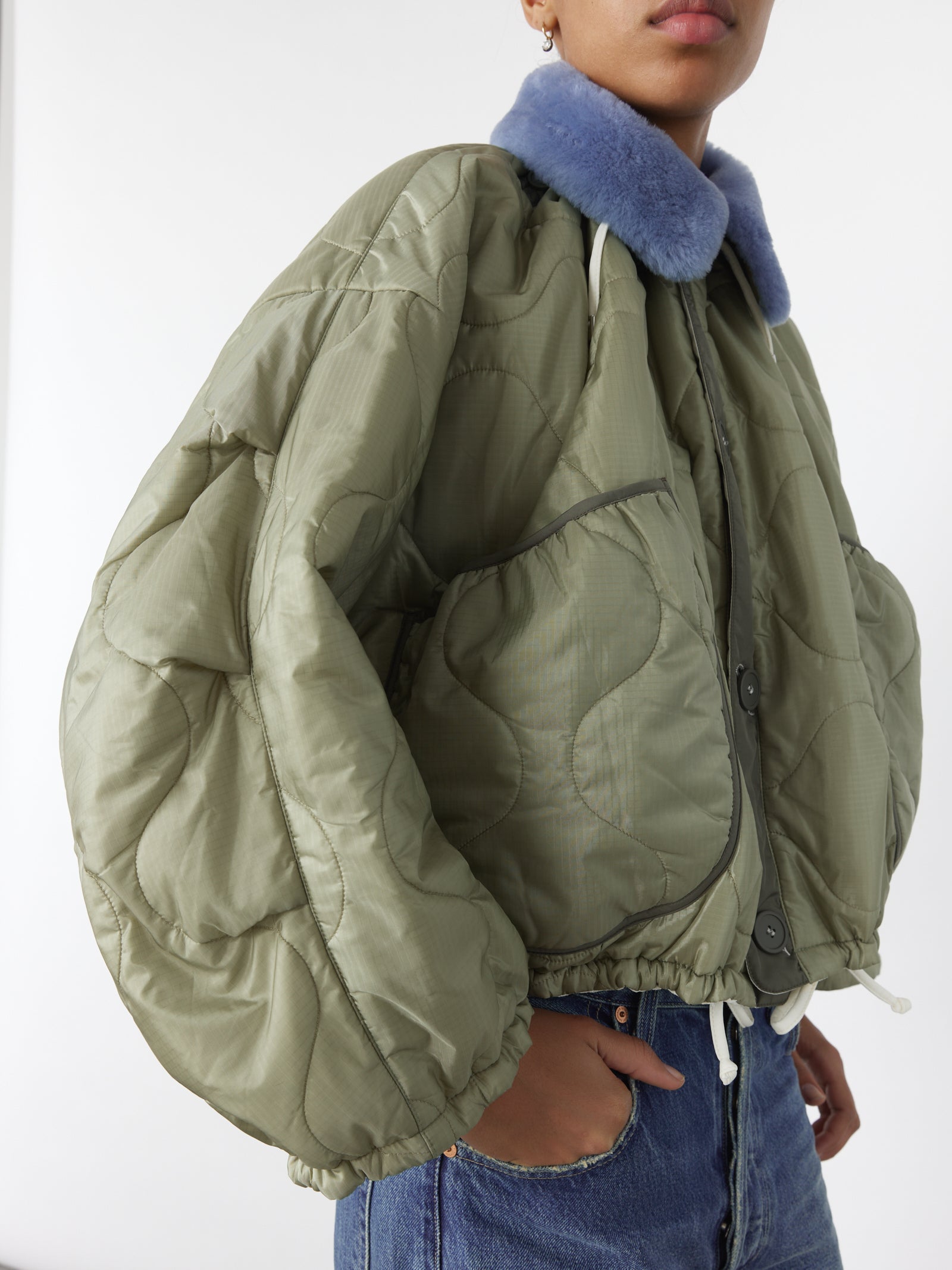 Parachute Bomber - Sage Green / White