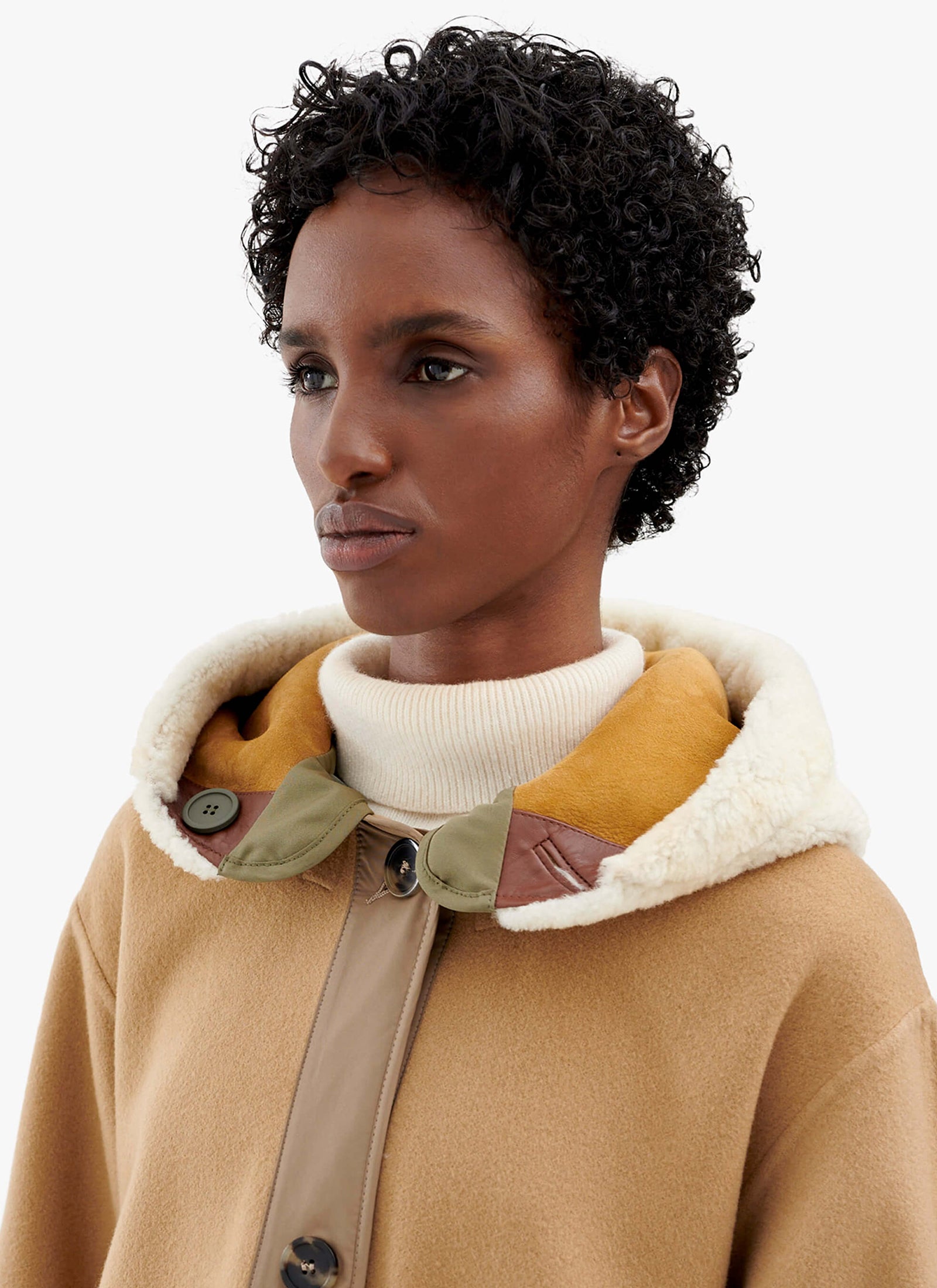 Shearling Close Fit Hood - Tan / Natural