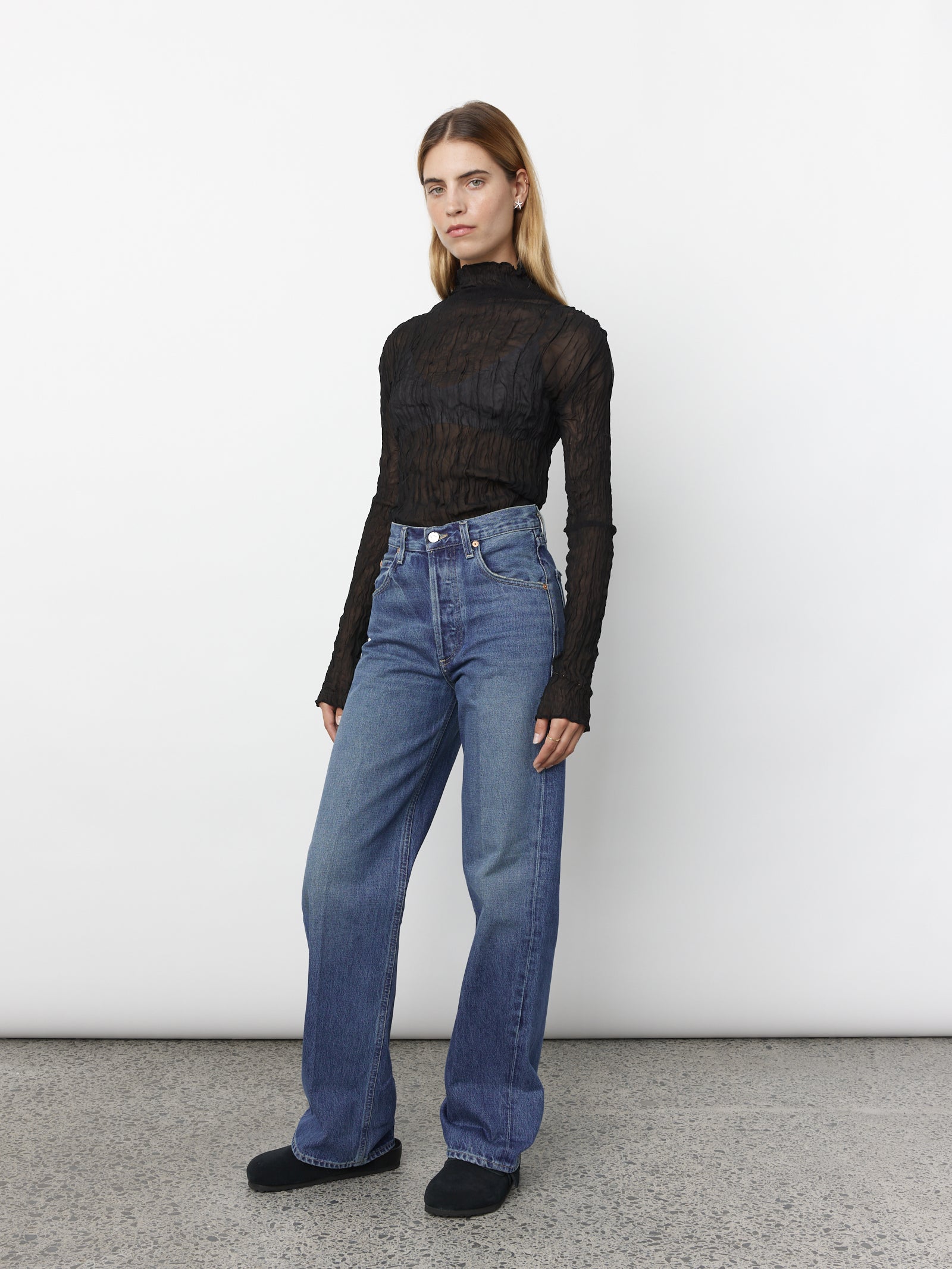 Crushed Longsleeve Turtleneck - Black