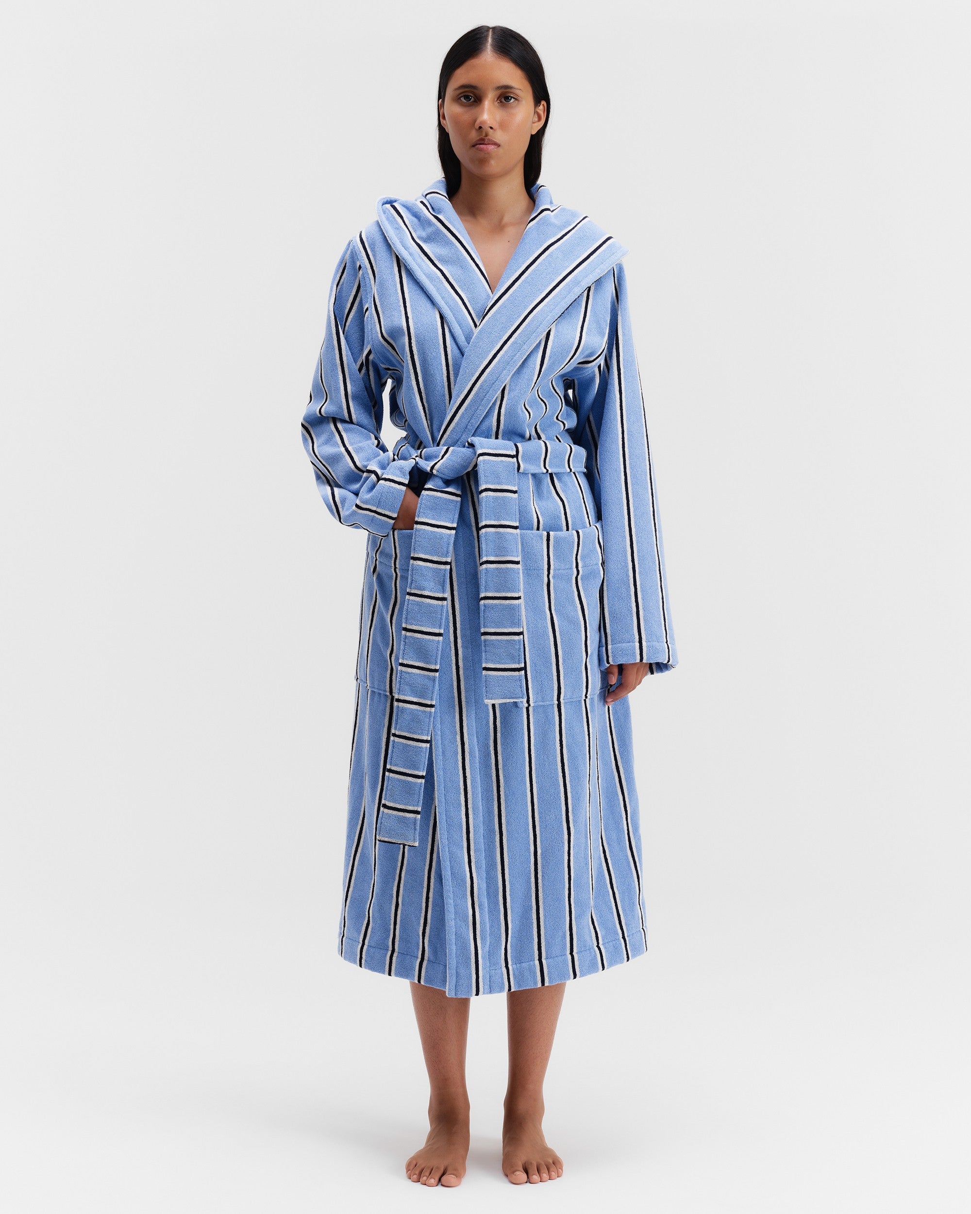 Hooded Bathrobe - Bassett Stripes