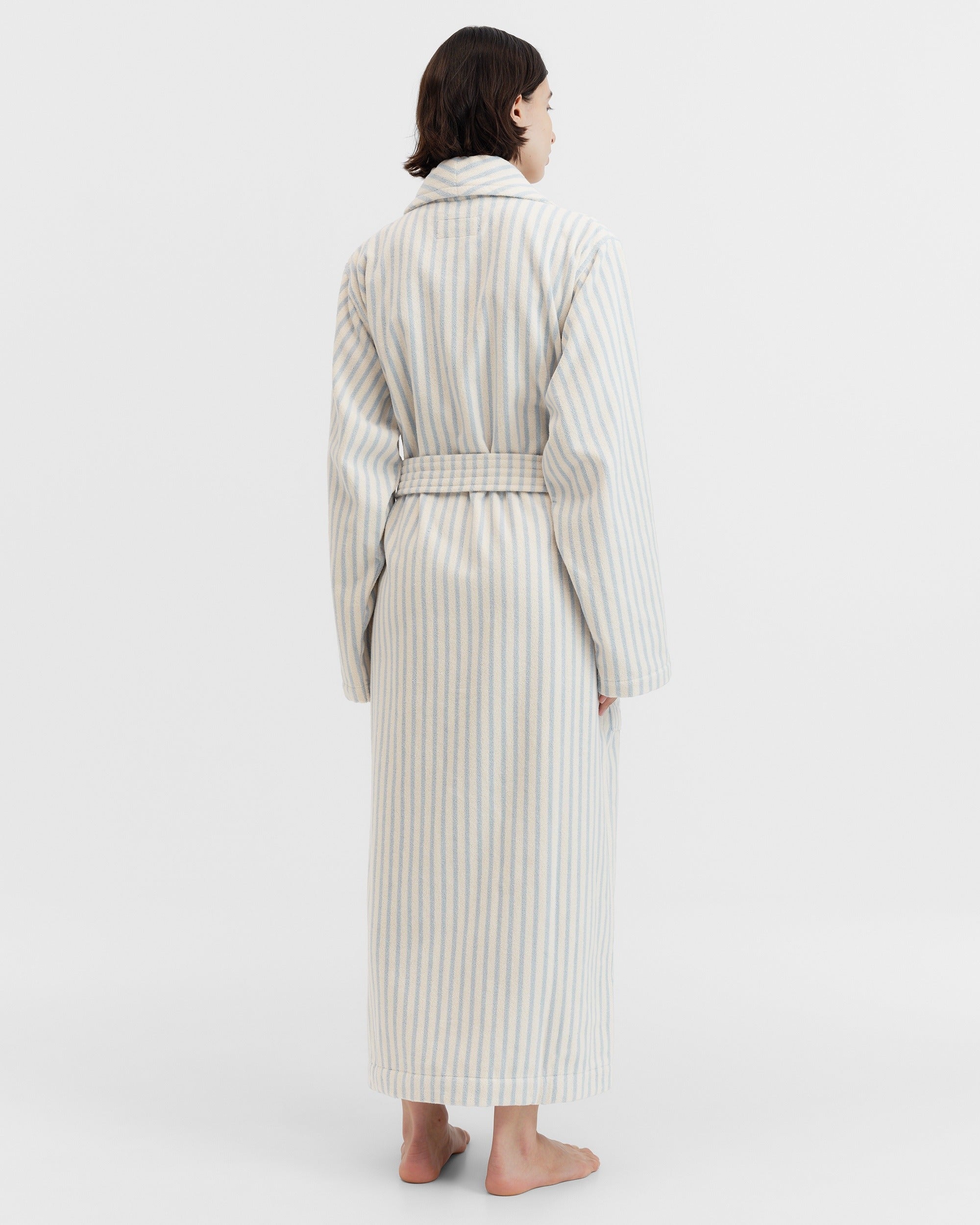 Classic Bathrobe - Soft Blue Stripe