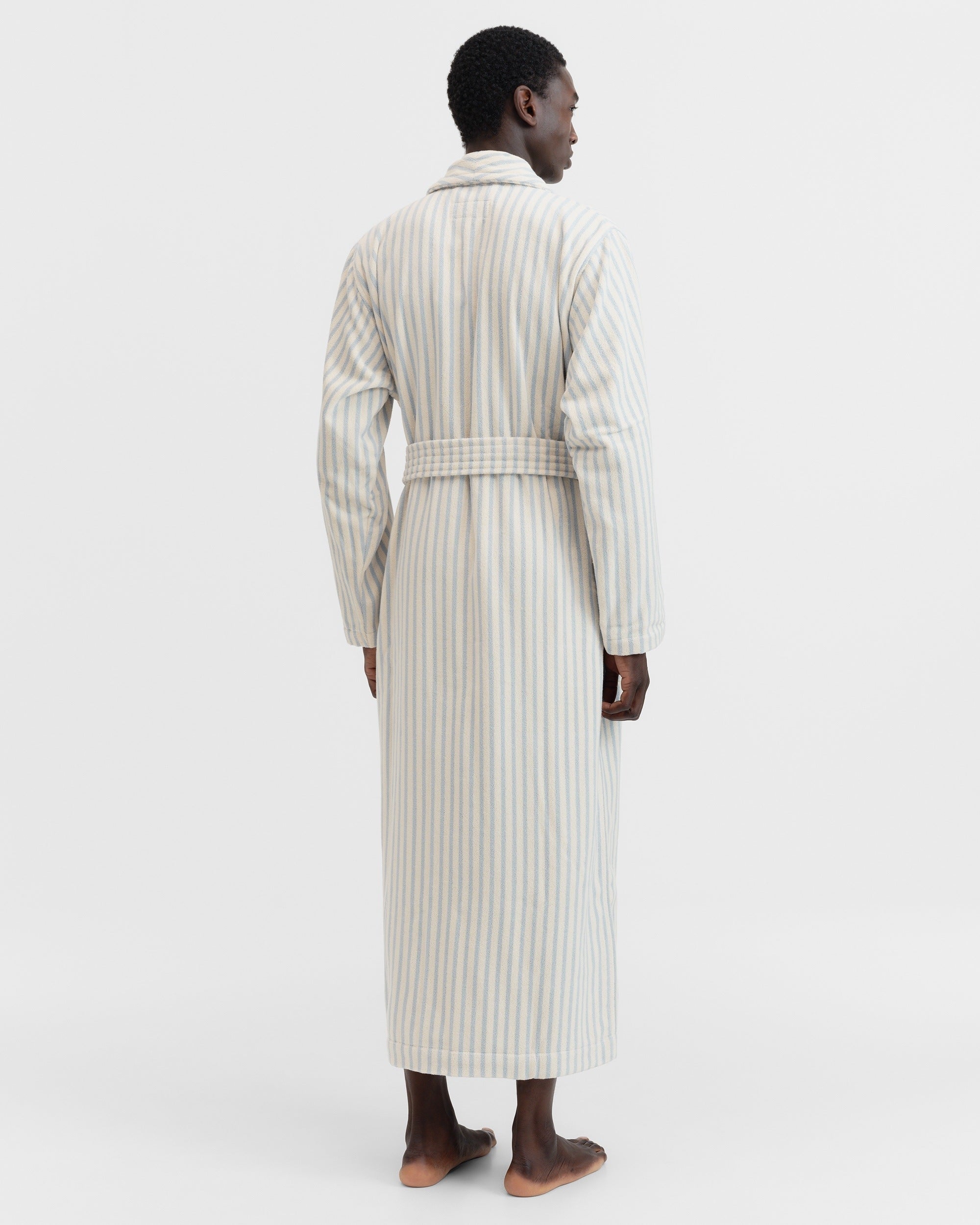Classic Bathrobe - Soft Blue Stripe