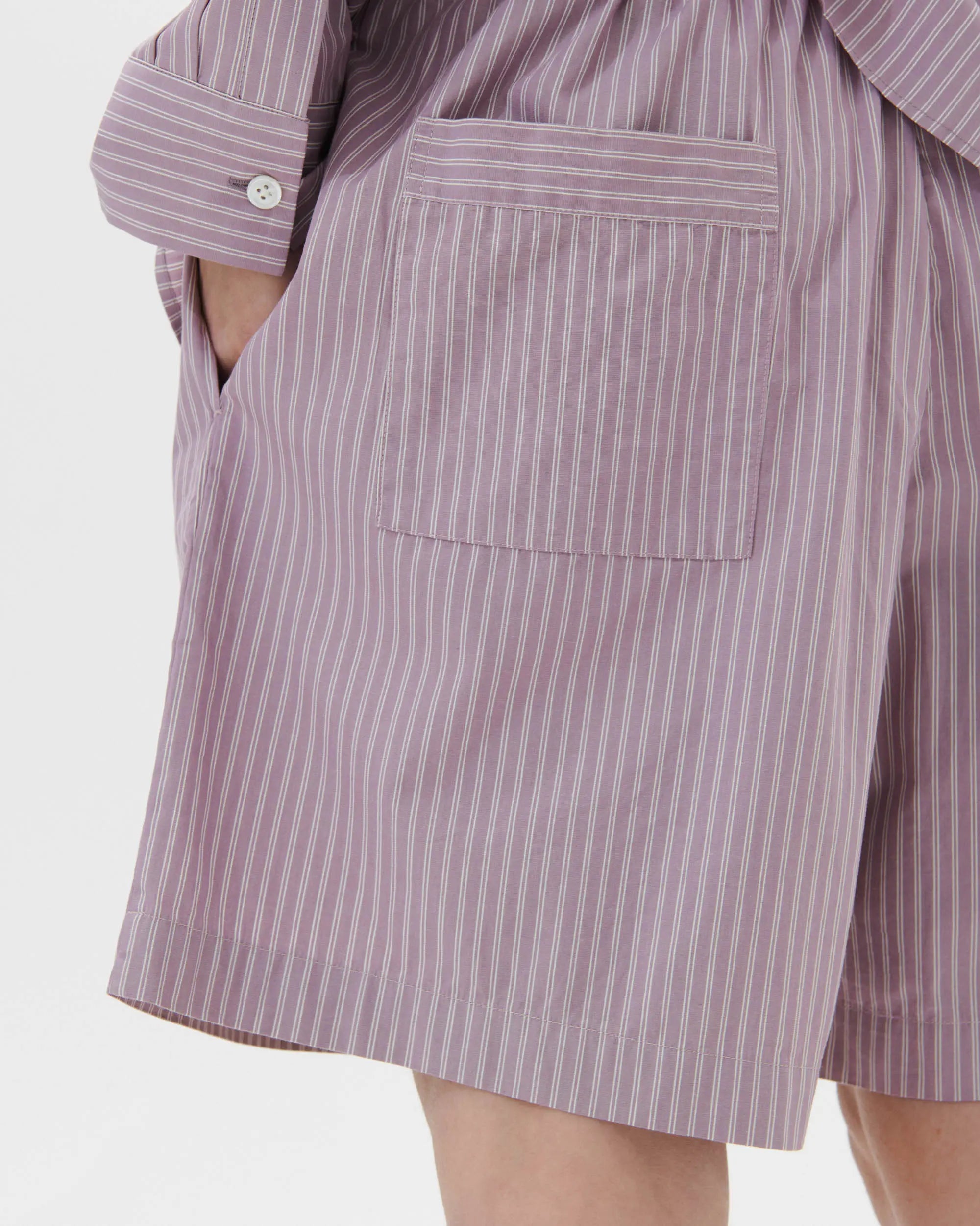 Tekla x Birkenstock Cotton Shorts - Mauve Stripes