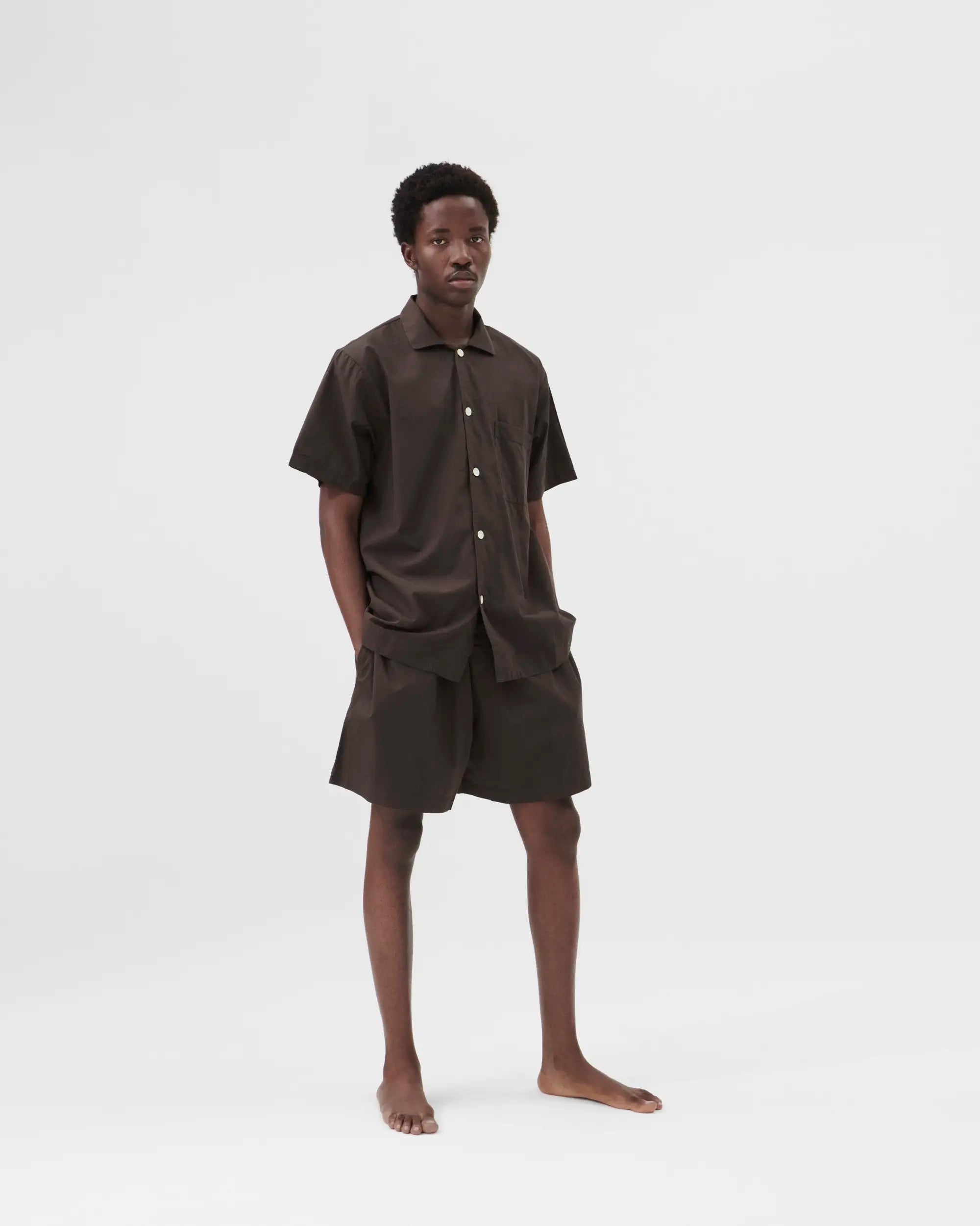 Poplin Sleep Shorts - Coffee