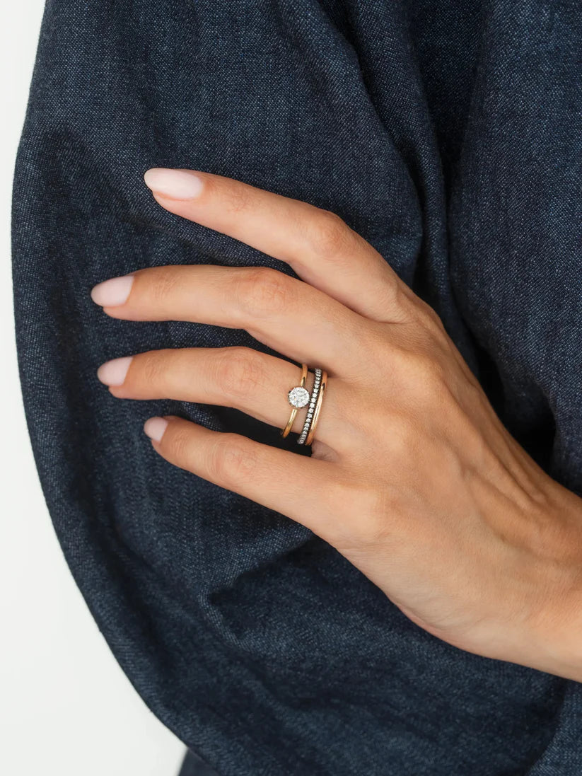 Button Back Diamond BB Ring - Diamond Round 0.40ct WG | Simon James