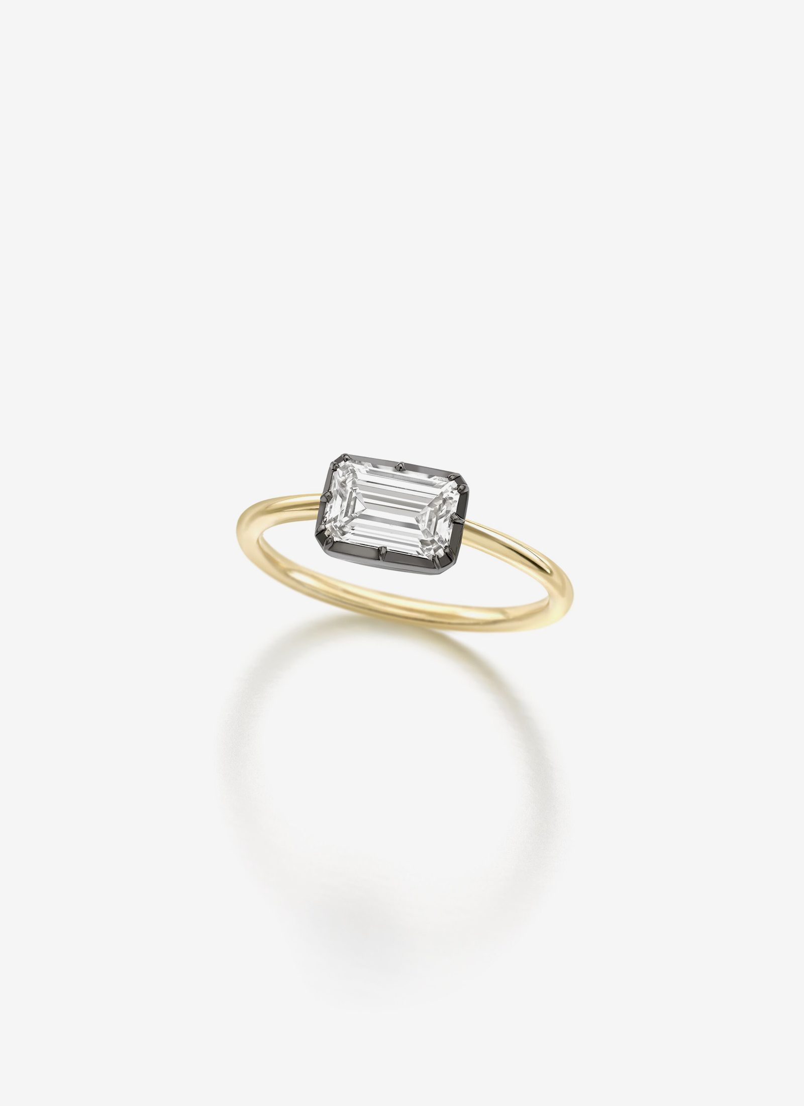 Button Back 1.00ct Emerald Cut Diamond East/West Ring - BWG