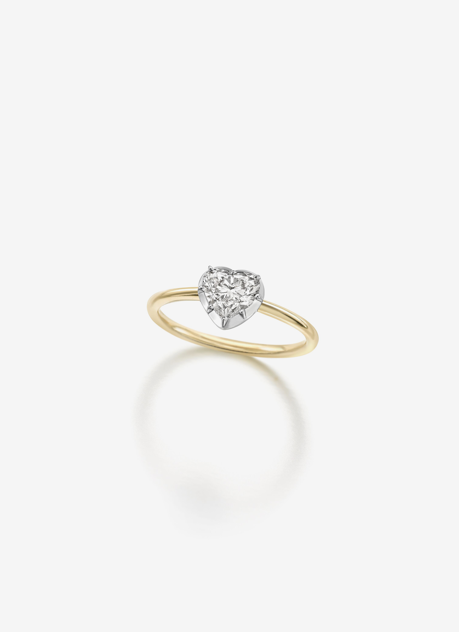 Button Back 0.70ct Heart Shaped Diamond Ring - WG