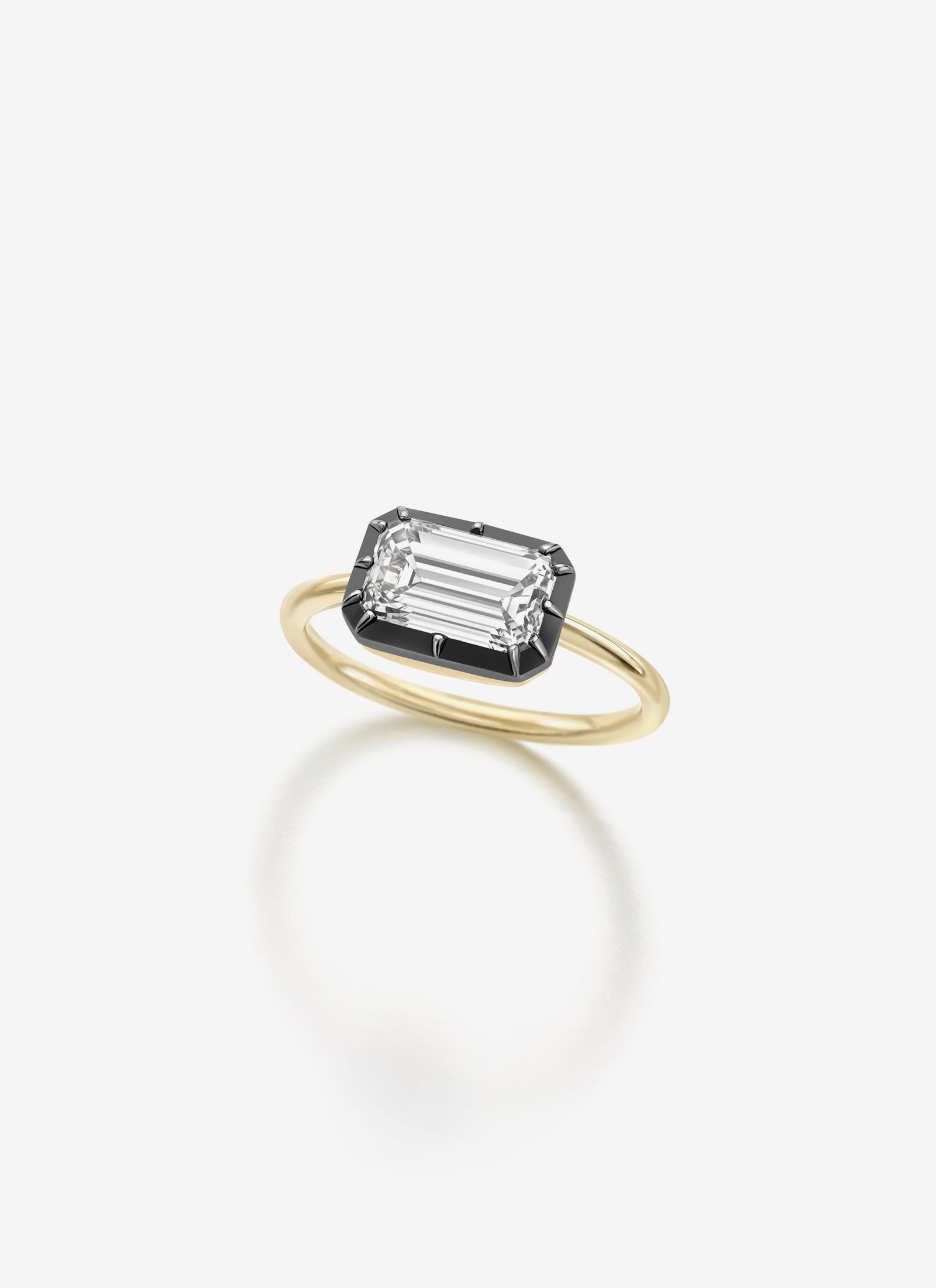 Button Back 1.50ct Emerald Cut Diamond East/West Ring - BWG