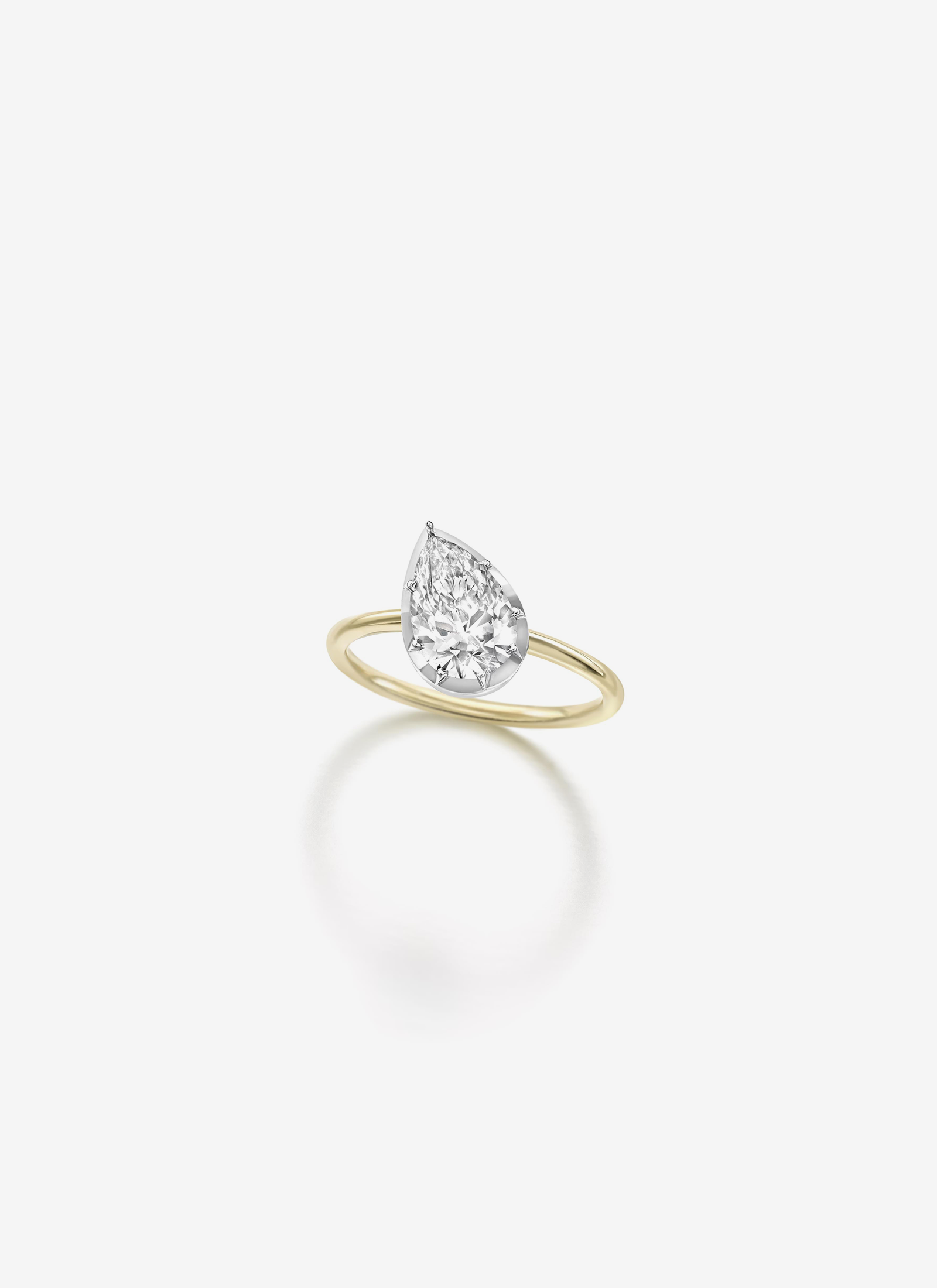 Button Back 1.50ct Pear Tilted Diamond Ring - WG