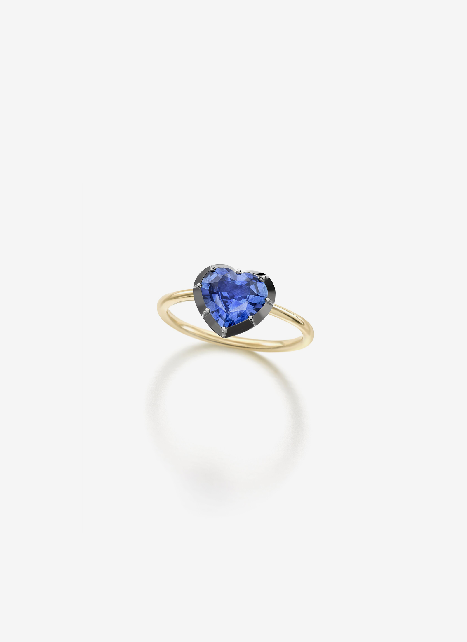 Button Back Sapphire Ring - Heart Shaped 1.75ct