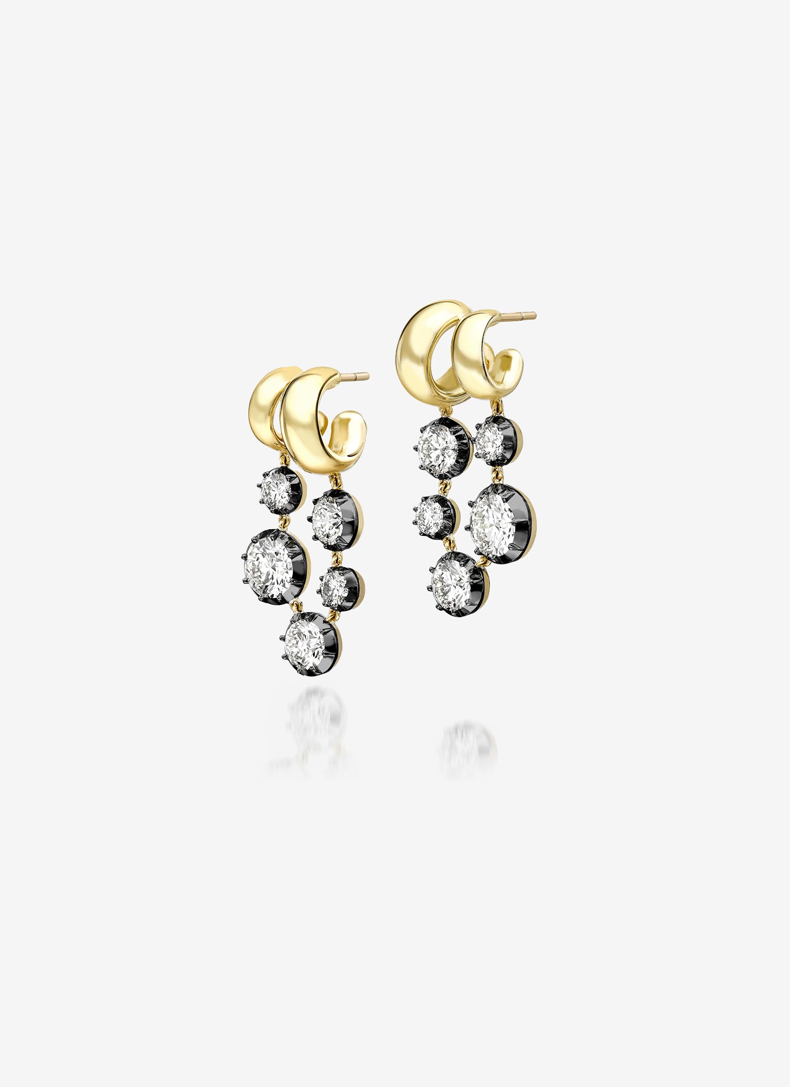 Solar Diamond & Blackened Gold Gypset Earrings