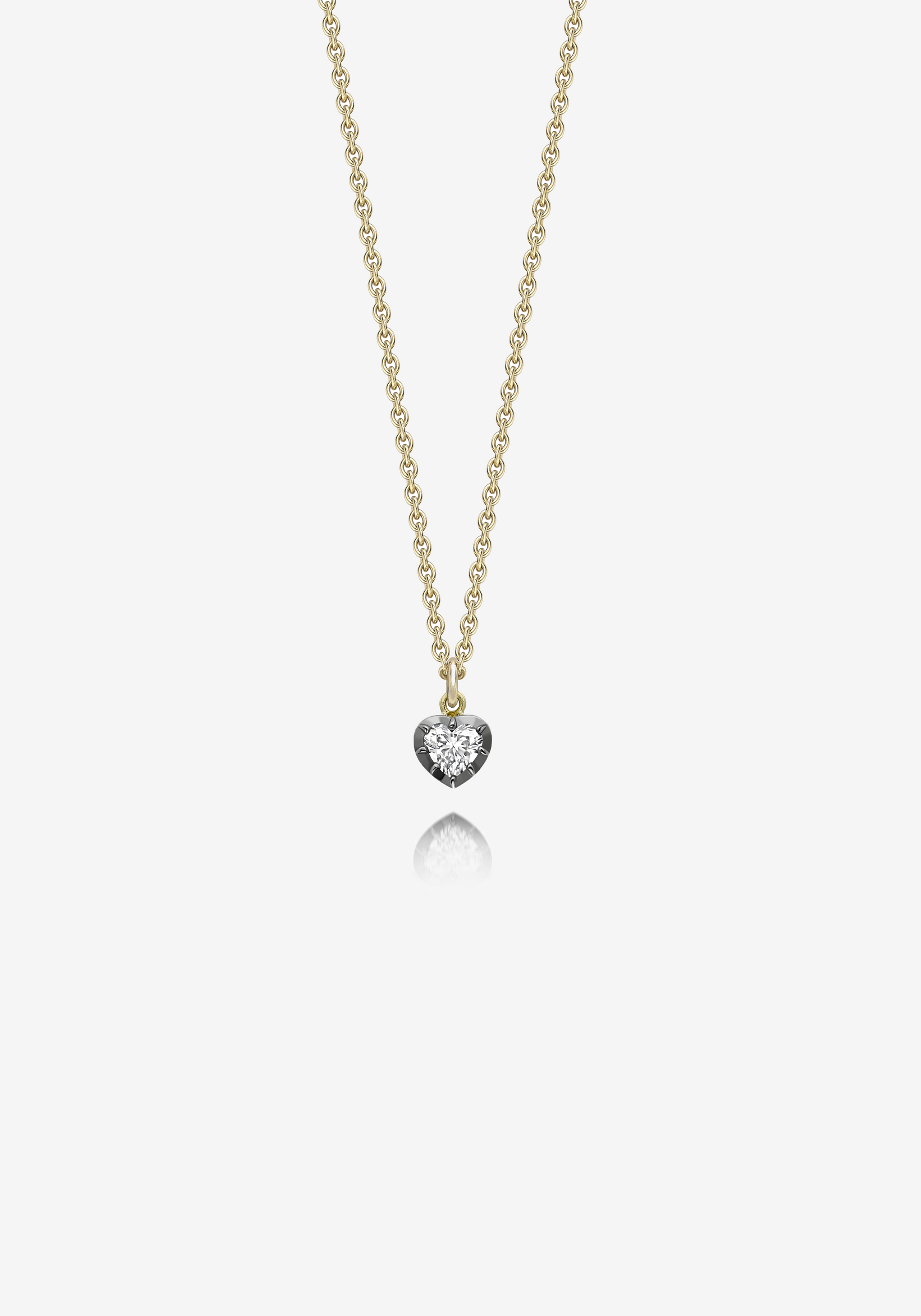 Signature Diamond Pendant - Diamond Heart Shaped Blackened Gold