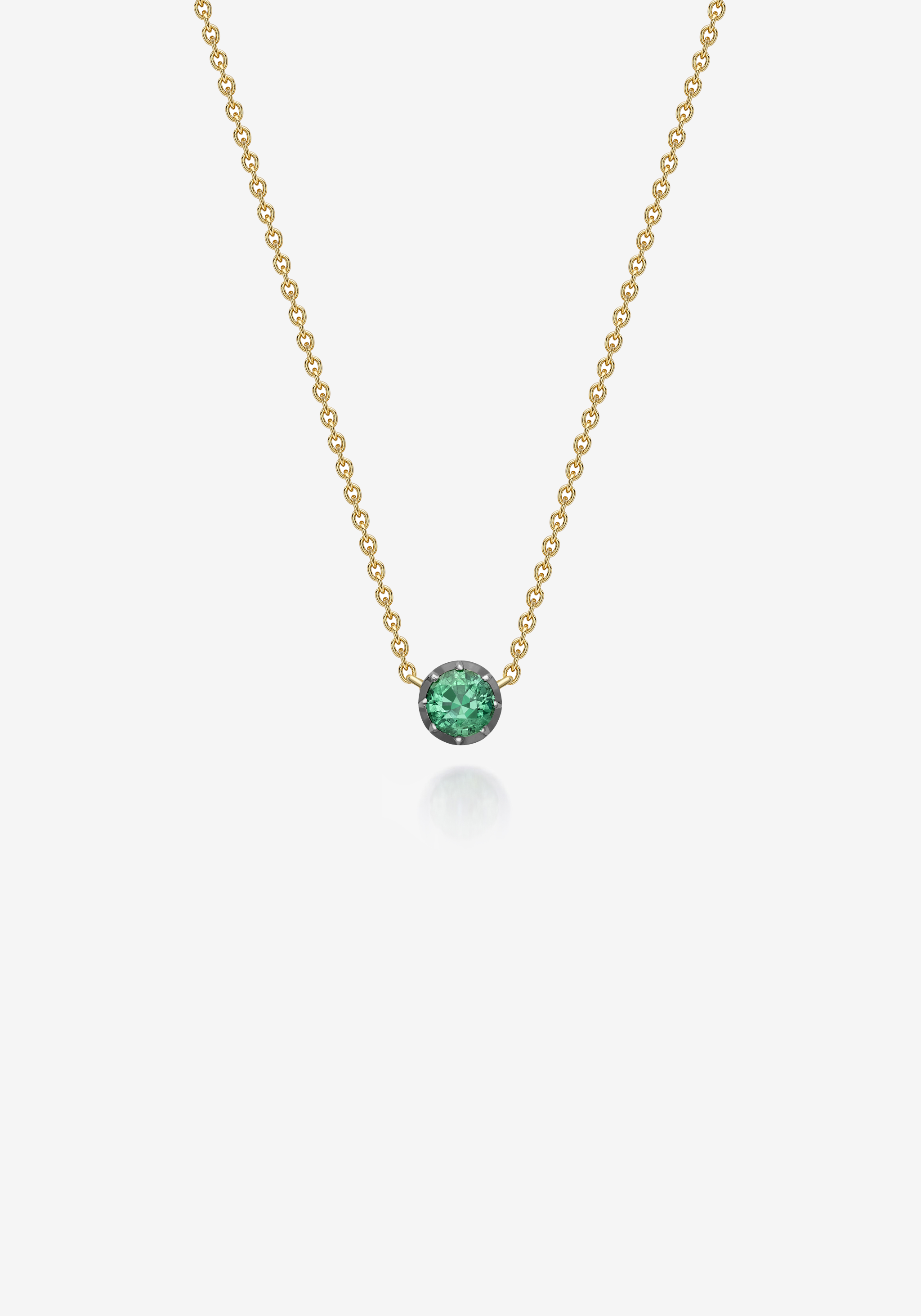 Signature Georgian Cut-Down 0.50ct Emerald and Blackened Gold Pendant