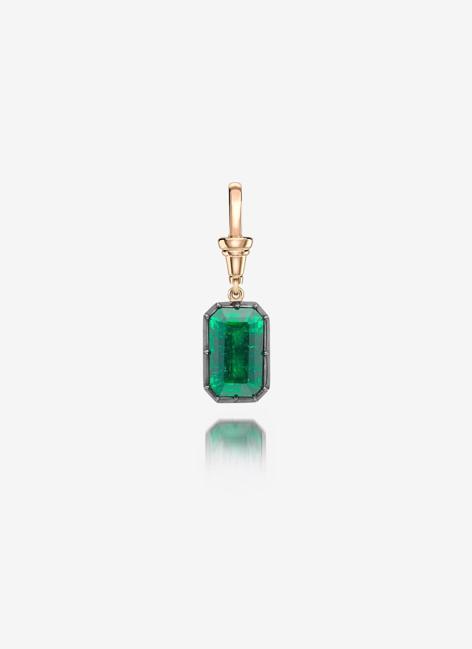 Ball n Chain 6.74ct Emerald Cut Emerald Pendant