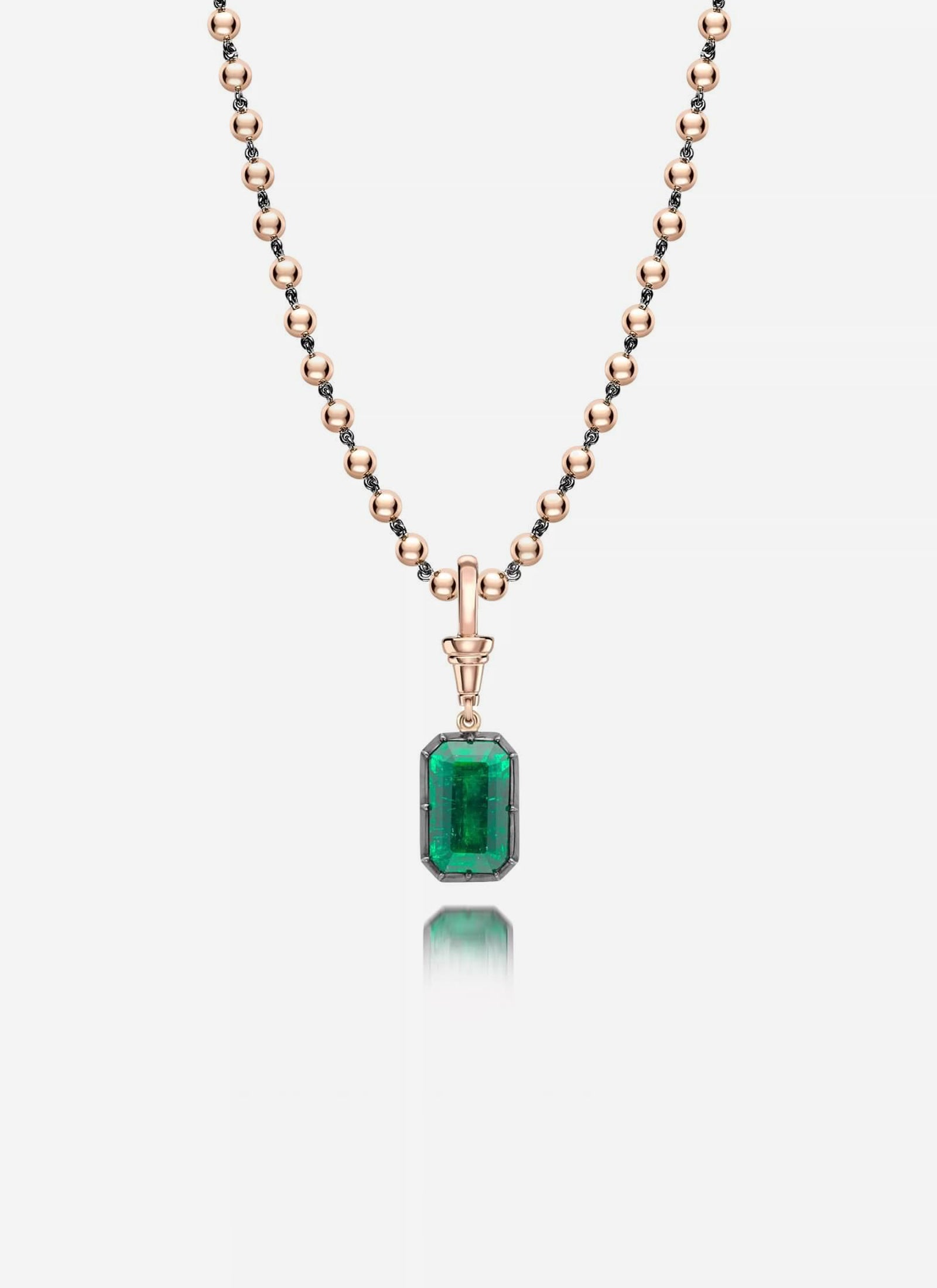 Ball n Chain 6.74ct Emerald Cut Emerald Pendant