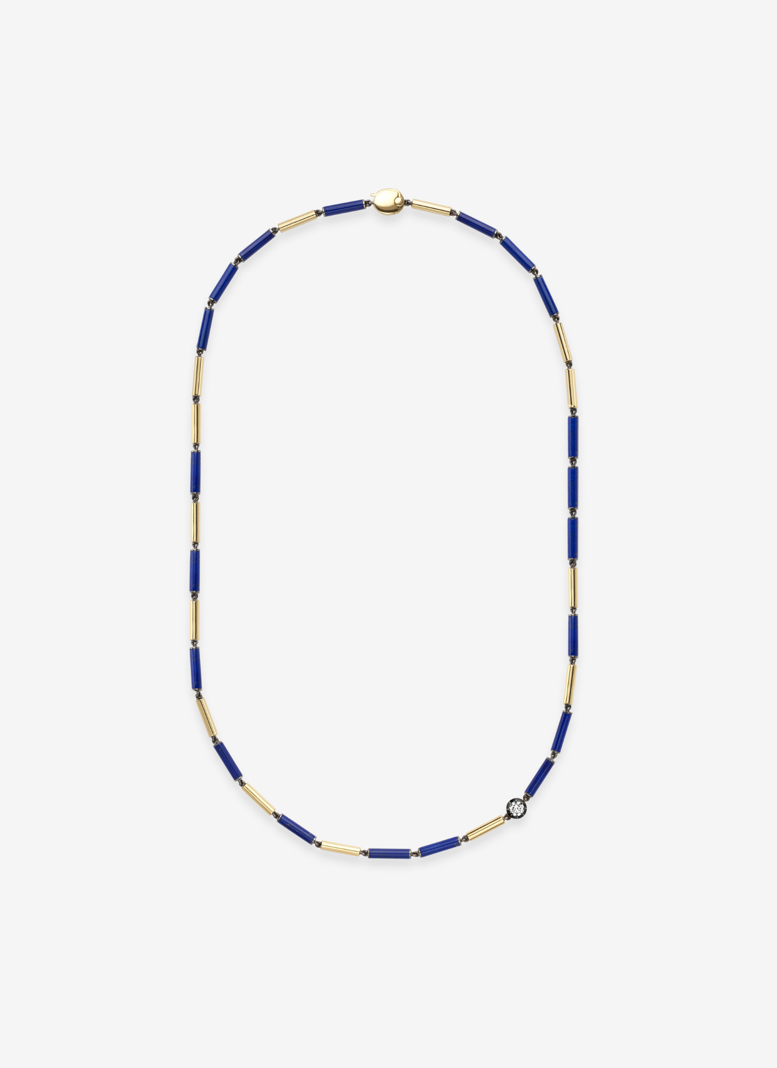 Necklace - Lapis, Diamond & Gold 21" (Medallions)