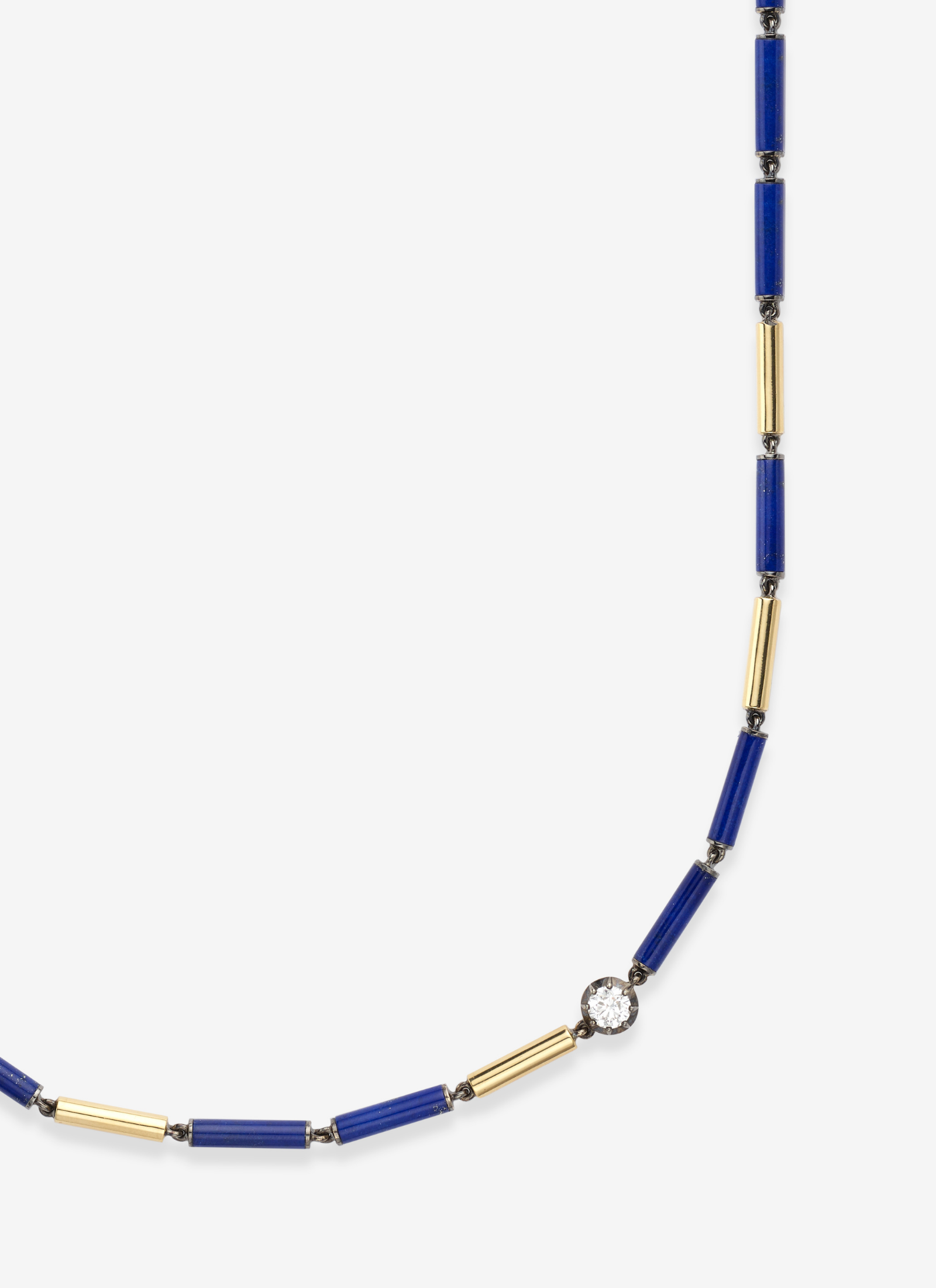 Necklace - Lapis, Diamond & Gold 21" (Medallions)