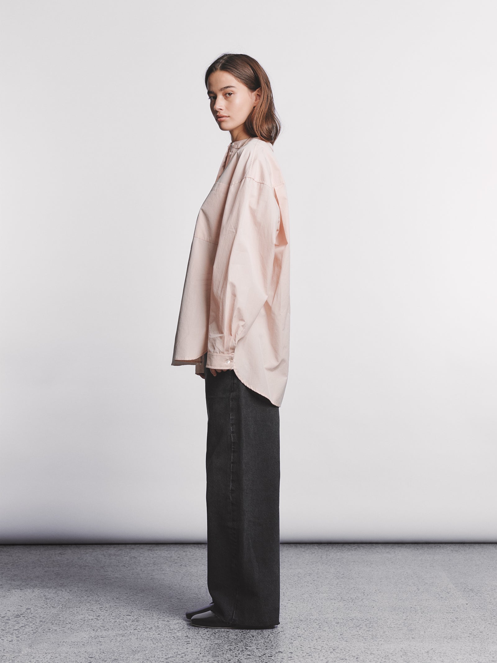 Collarless Shirt - Peach