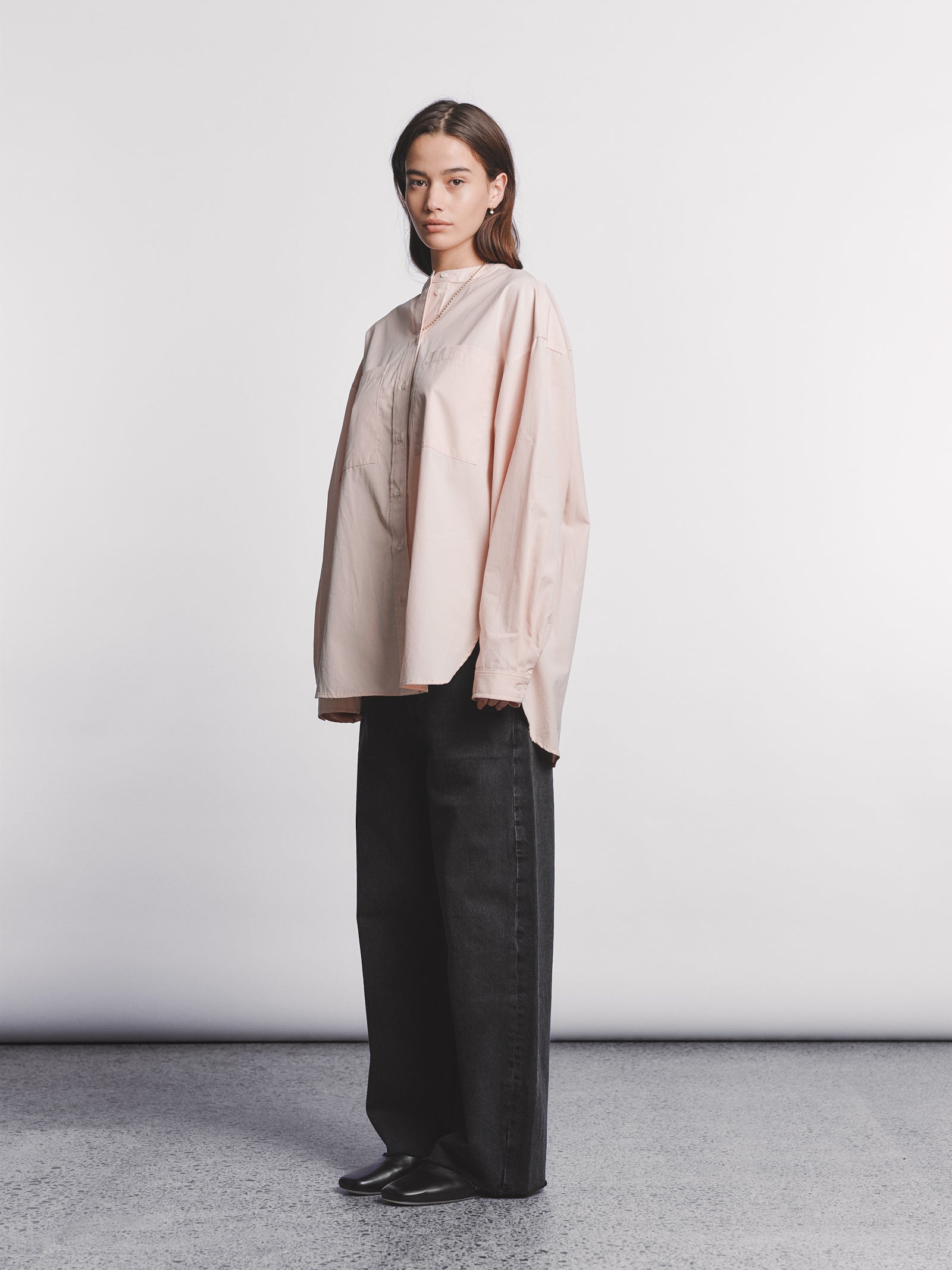 Collarless Shirt - Peach
