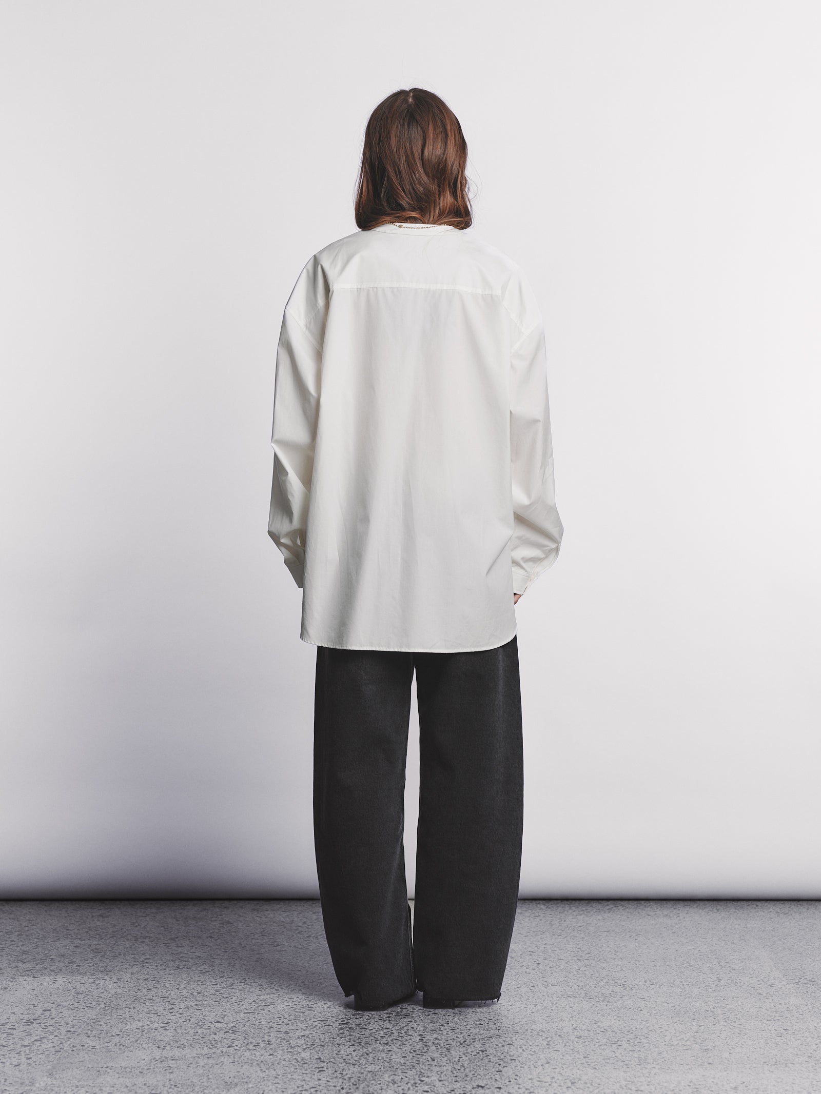 Collarless Shirt - Cream