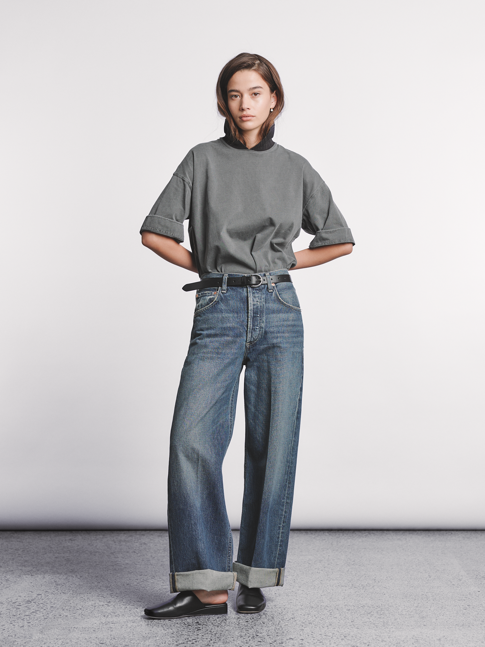 Ayla Baggy Jean in Brielle (Mid-Blue)