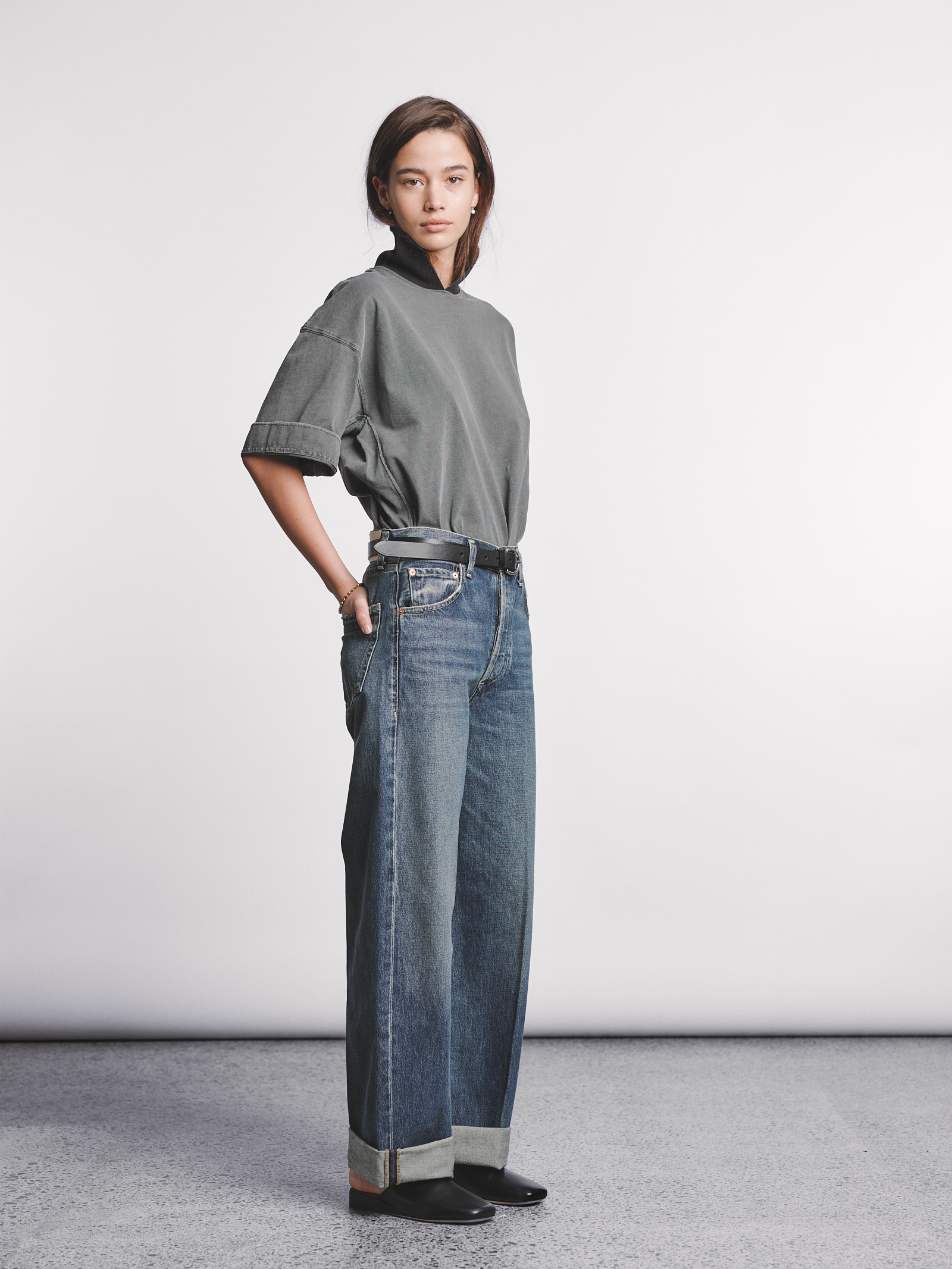 Ayla Baggy Jean in Brielle (Mid-Blue)
