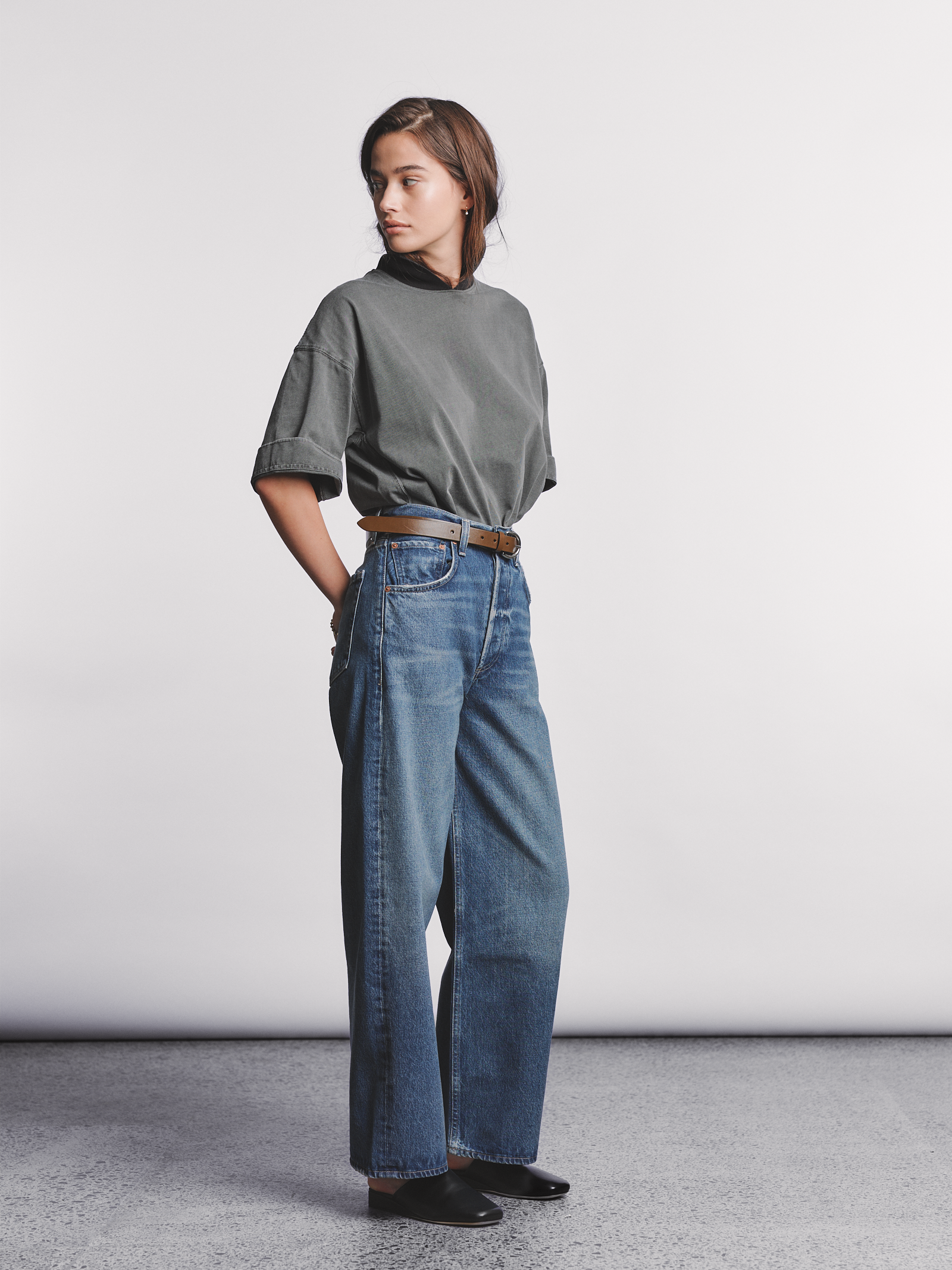 Ayla Baggy Jean Petite in Claremont (Mid Blue)
