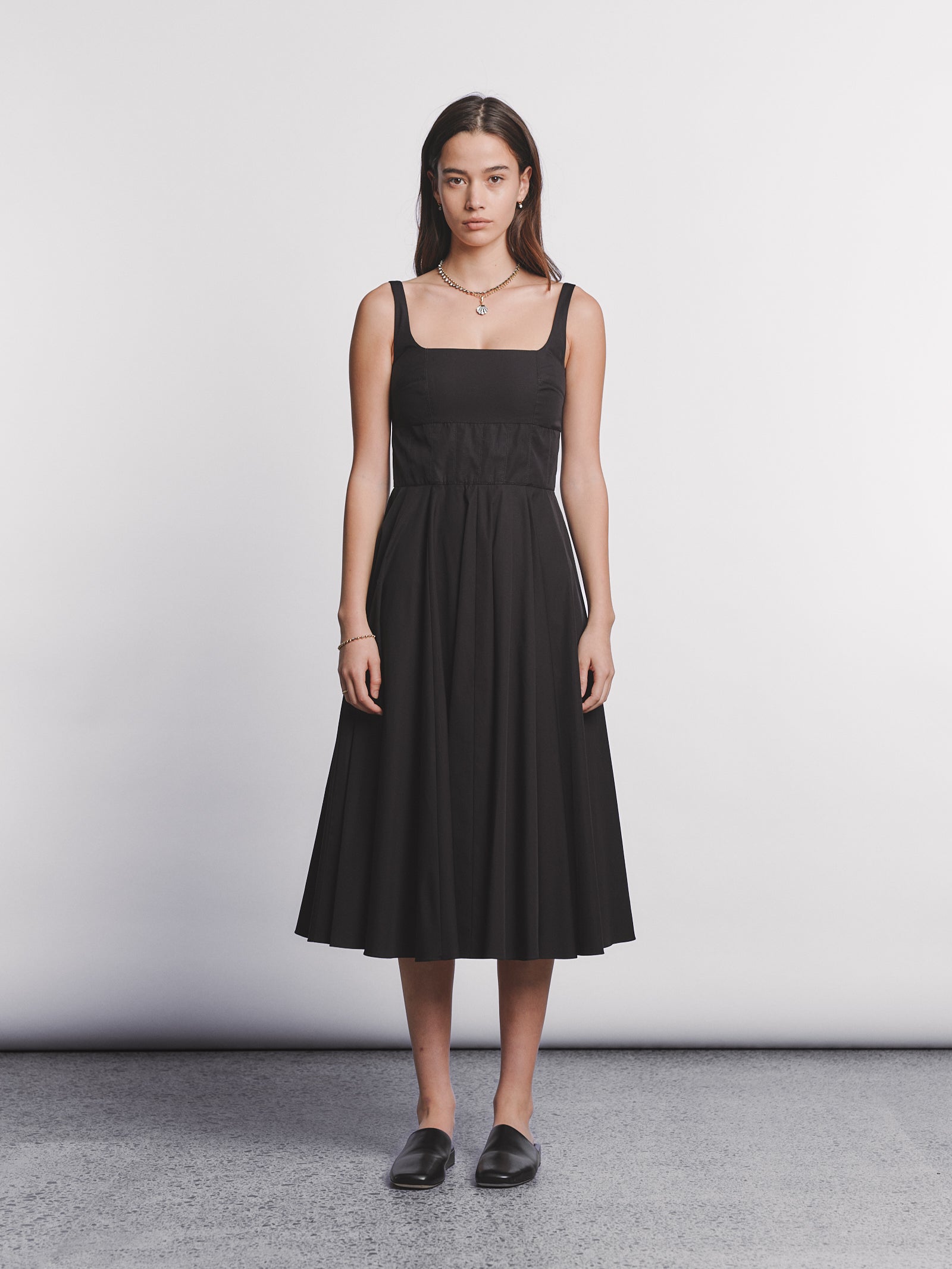 Nikush Dress - Black Cotton Poplin