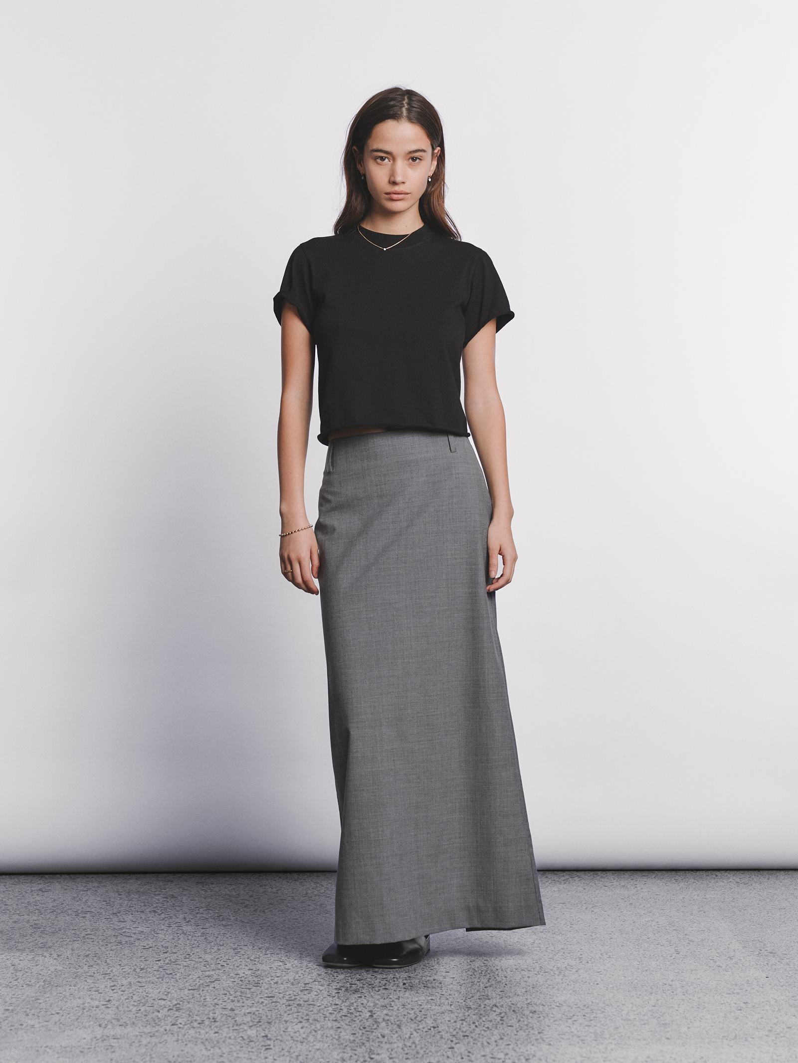 Nova Skirt - Grey Suiting