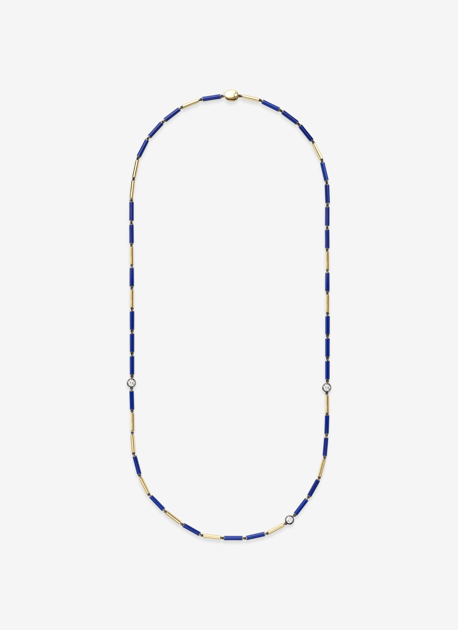 Necklace - Lapis, Diamond & Gold 30" (Medallions)