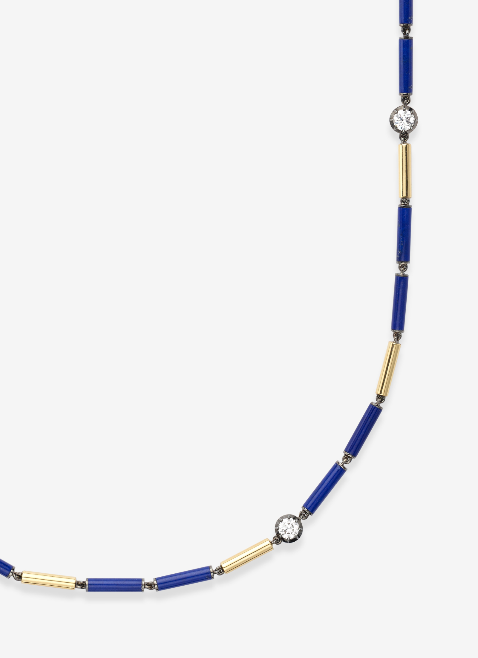 Necklace - Lapis, Diamond & Gold 30" (Medallions)