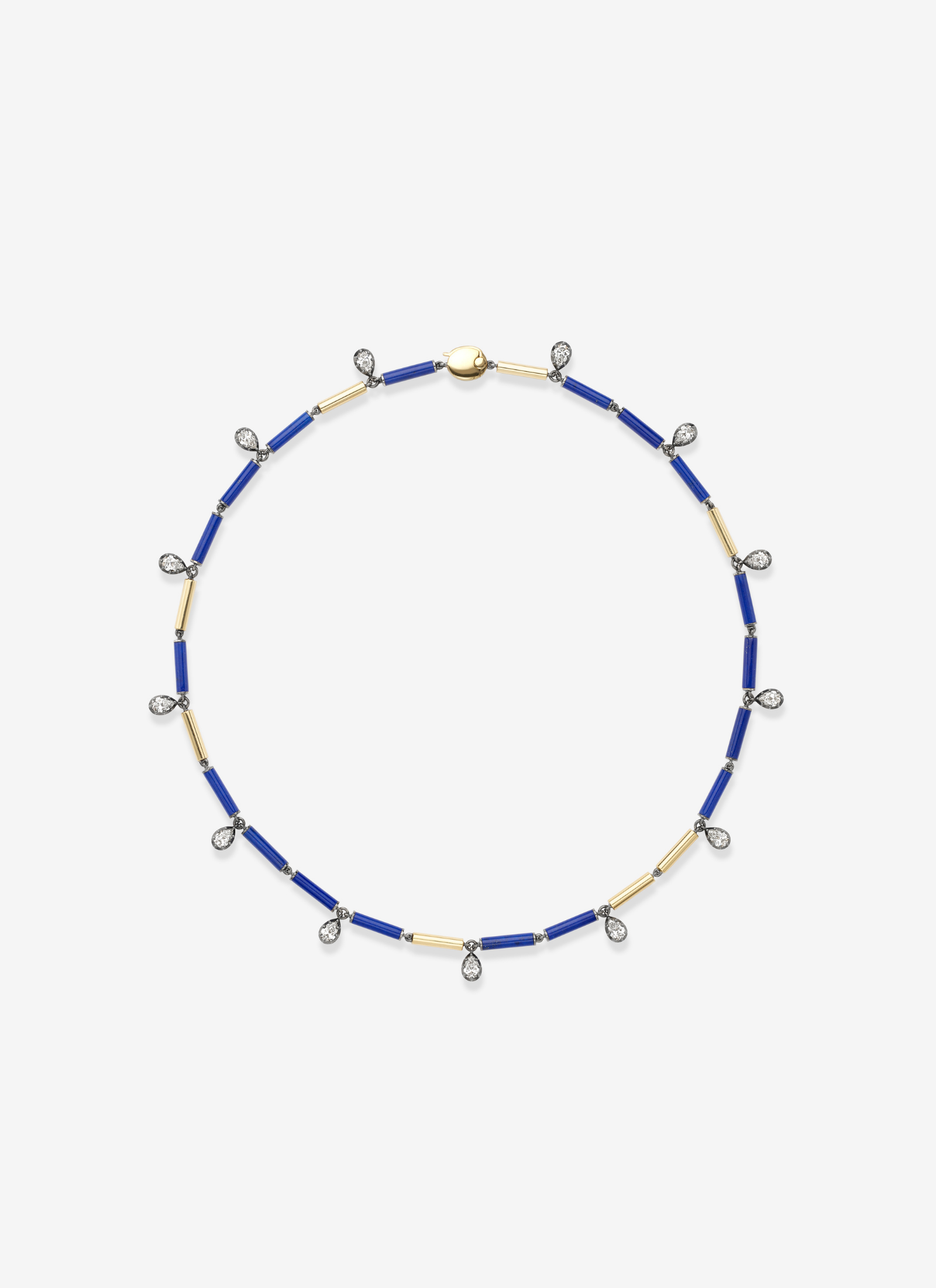 Necklace - Lapis, Diamond & Gold 17" (Medallions)