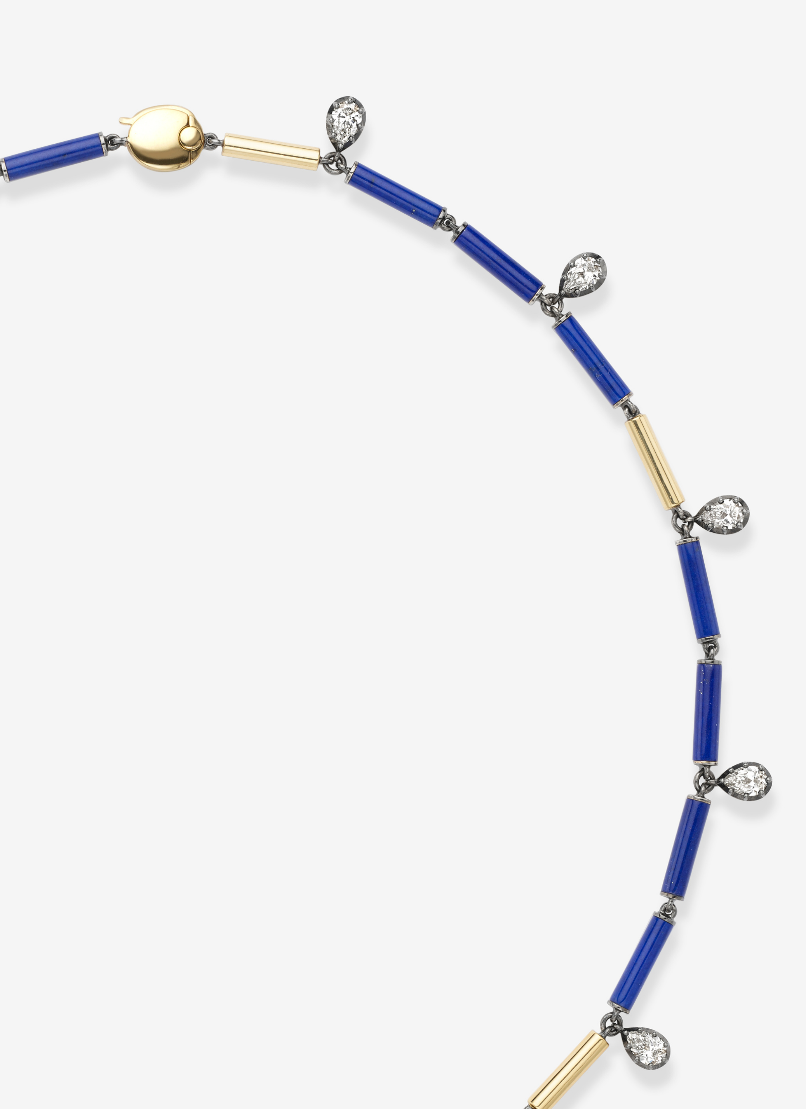 Necklace - Lapis, Diamond & Gold 17" (Medallions)