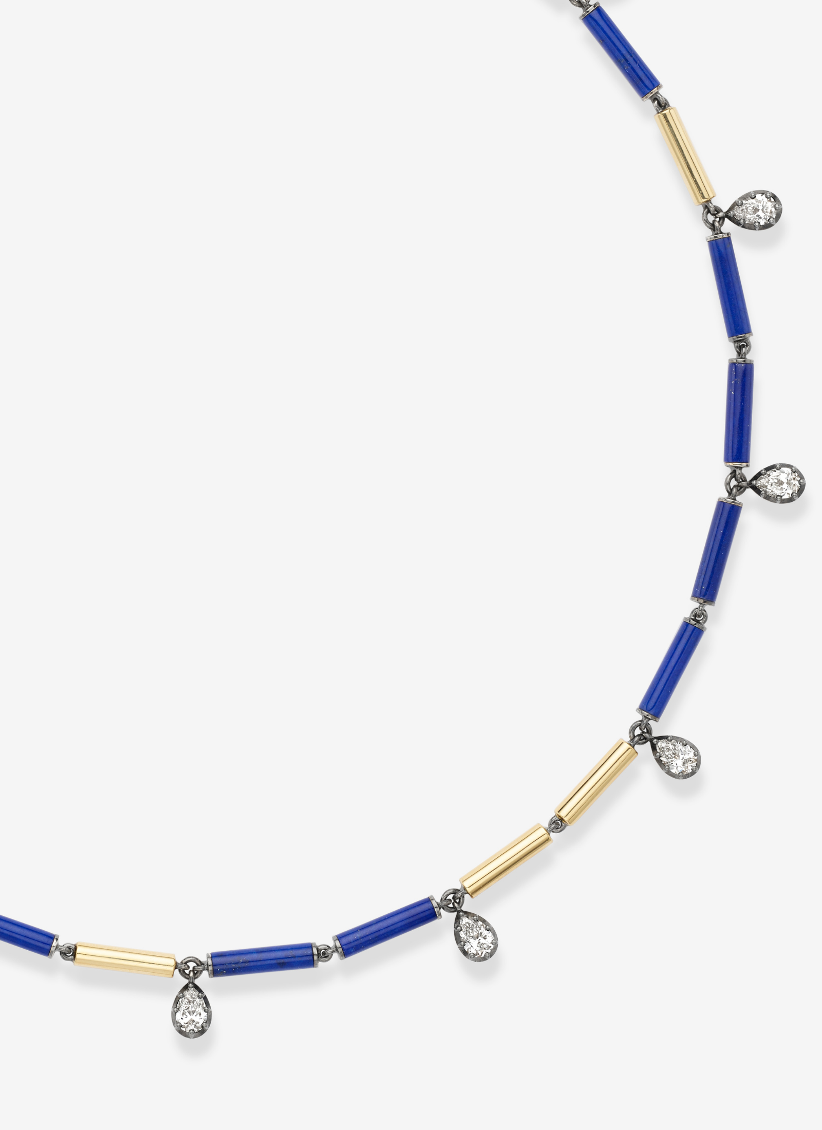 Necklace - Lapis, Diamond & Gold 17" (Medallions)