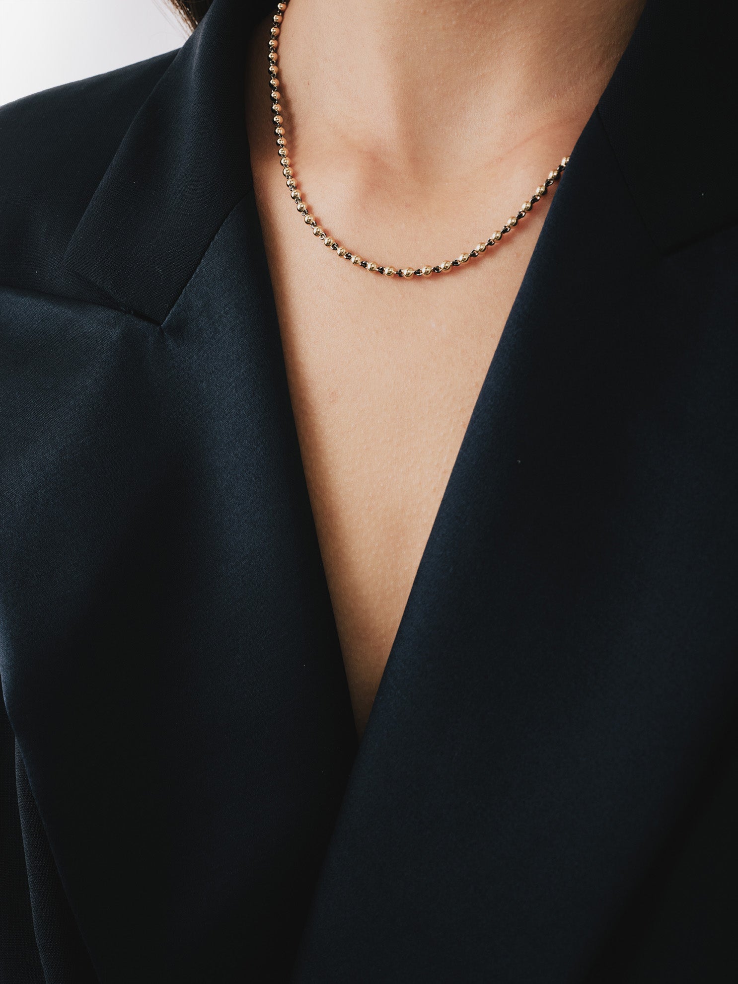 Micro Ball n Chain - 18" Yellow Gold Necklace